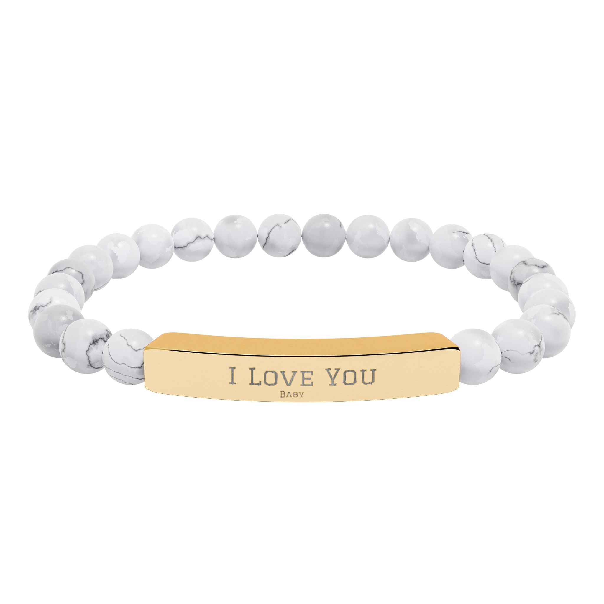 Natural Stone Stretch Bar Bracelet (Engraving)