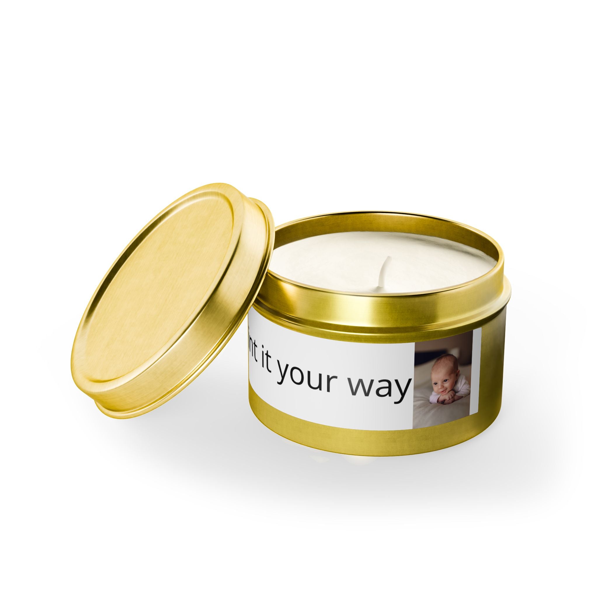 Personalized Tin Candle — Custom Photo & Text Scented Candle Gift
