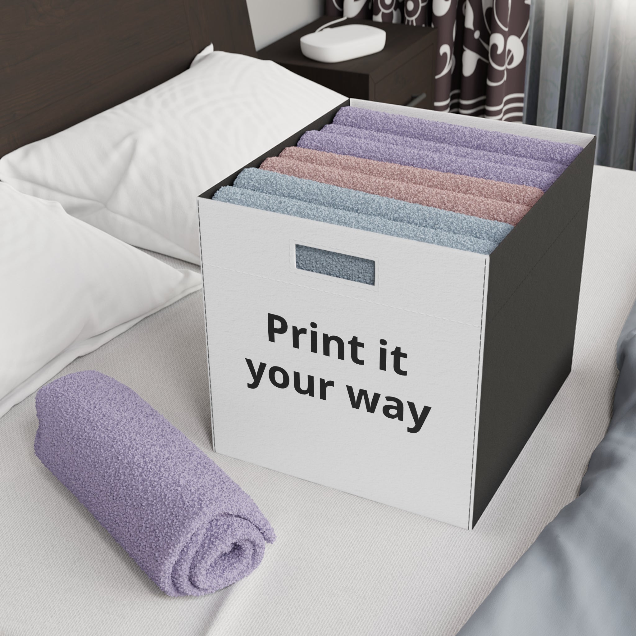 Custom Felt Storage Box — Personalized Photo/Print Cube Organizer