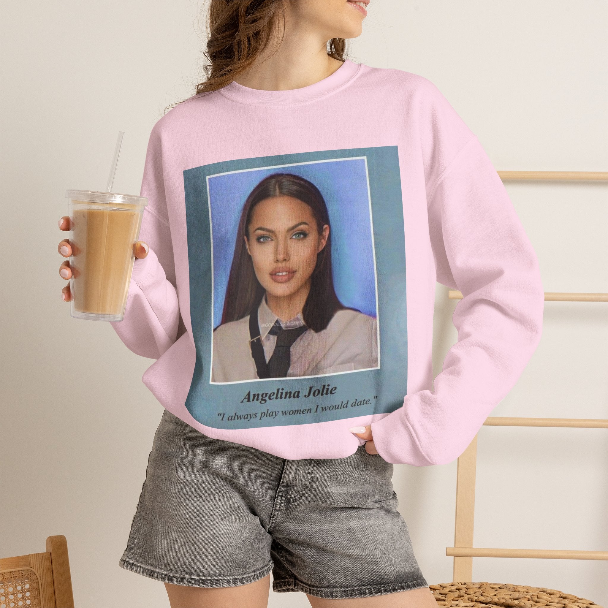 Graphic Crewneck Sweatshirt — Portrait Photo Print with Quote