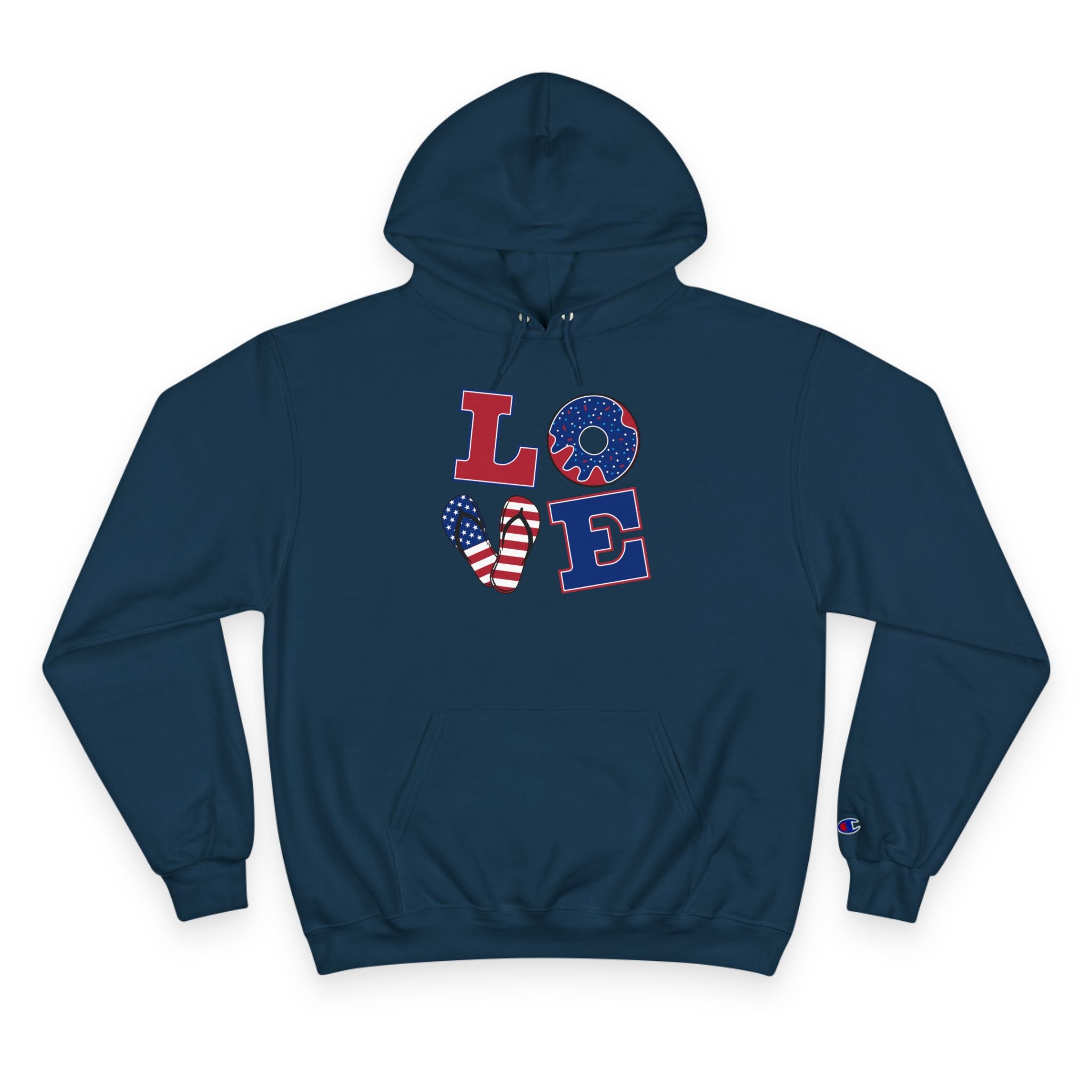 Patriotic LOVE Hoodie — USA Flag Letters & "You Won My Heart" Tic‑Tac‑Toe Back