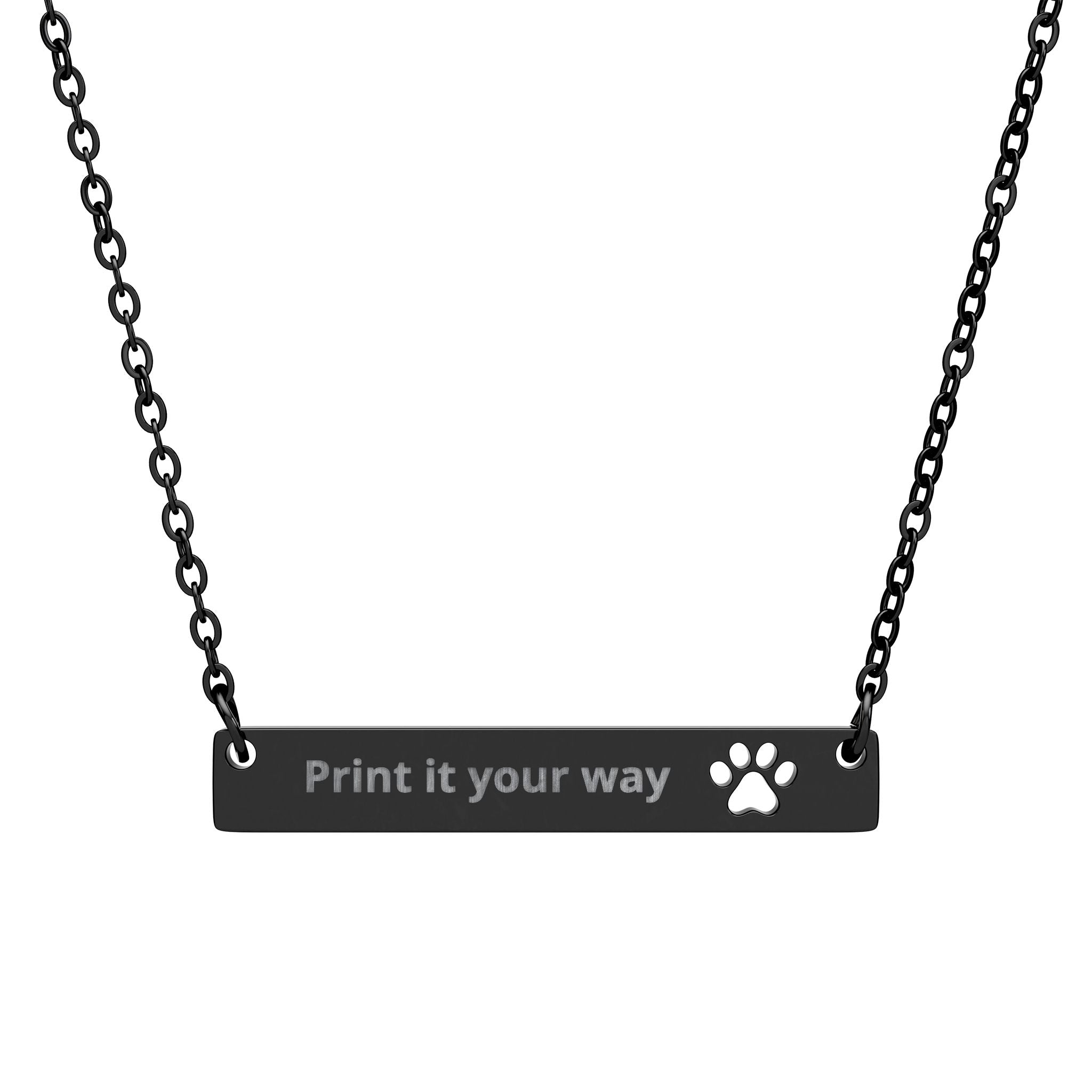Engravable Paw Bar Necklace – Personalized Pet Paw Cutout Pendant