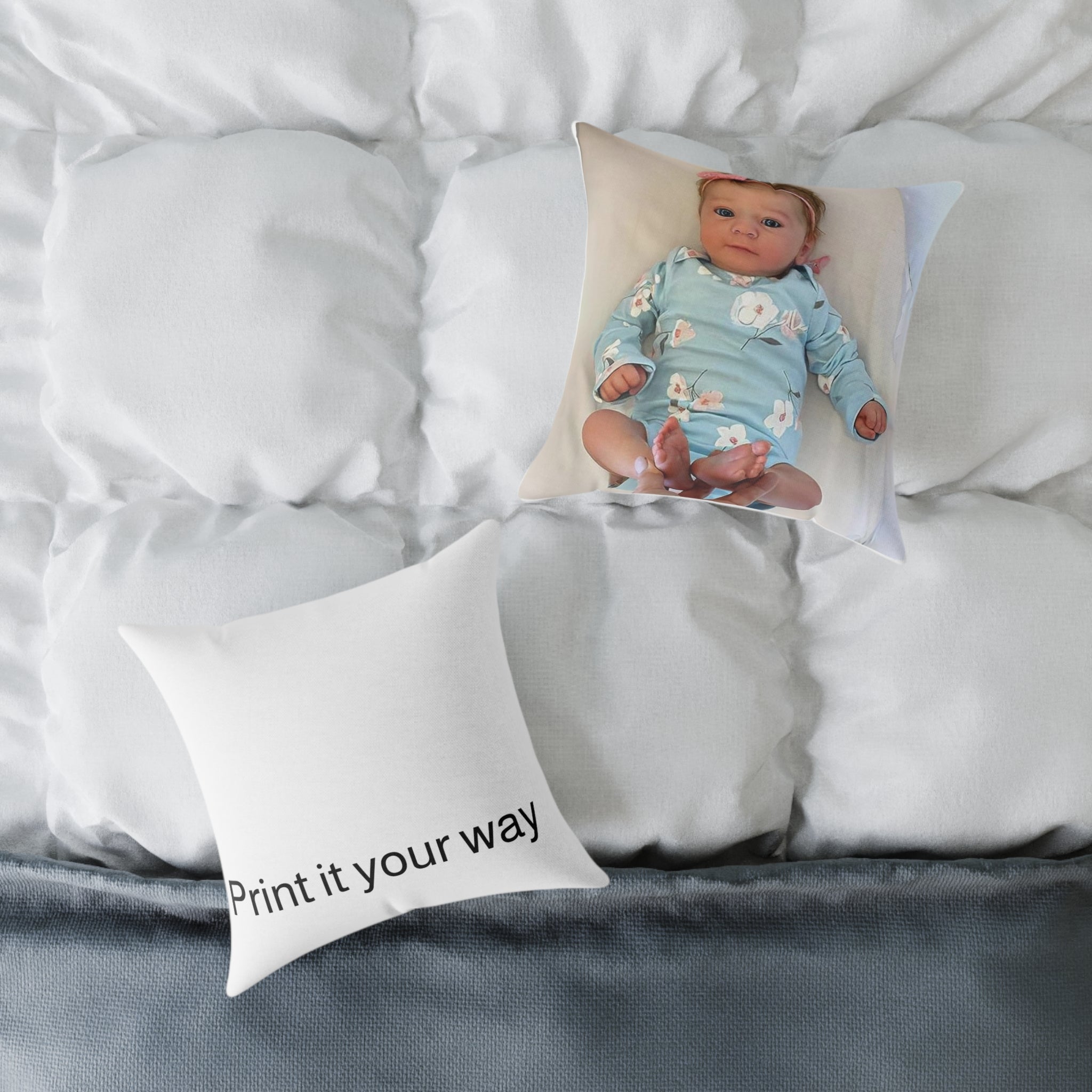 Custom Photo Square Pillow — Personalized Canvas Throw Pillow (Print It Your Way)