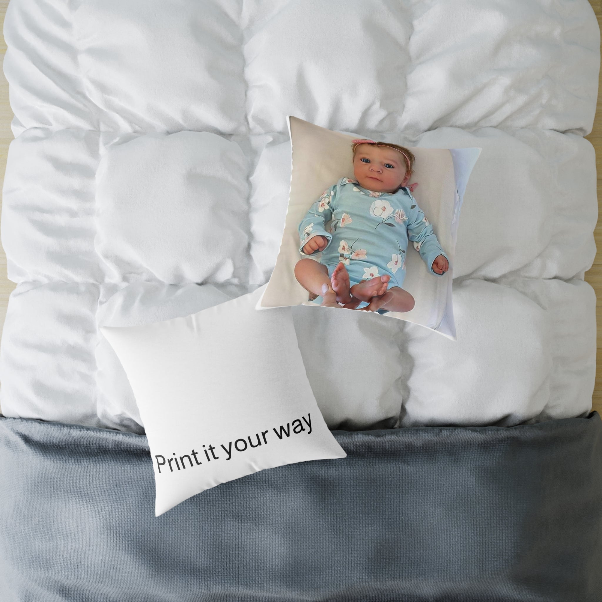 Custom Photo Square Pillow — Personalized Canvas Throw Pillow (Print It Your Way)