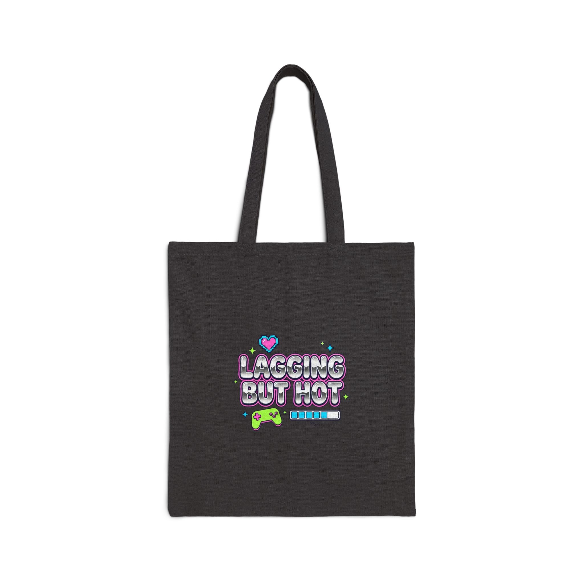 Lagging But Hot Tote | Y2K slogan, hot pink cyber glitter style