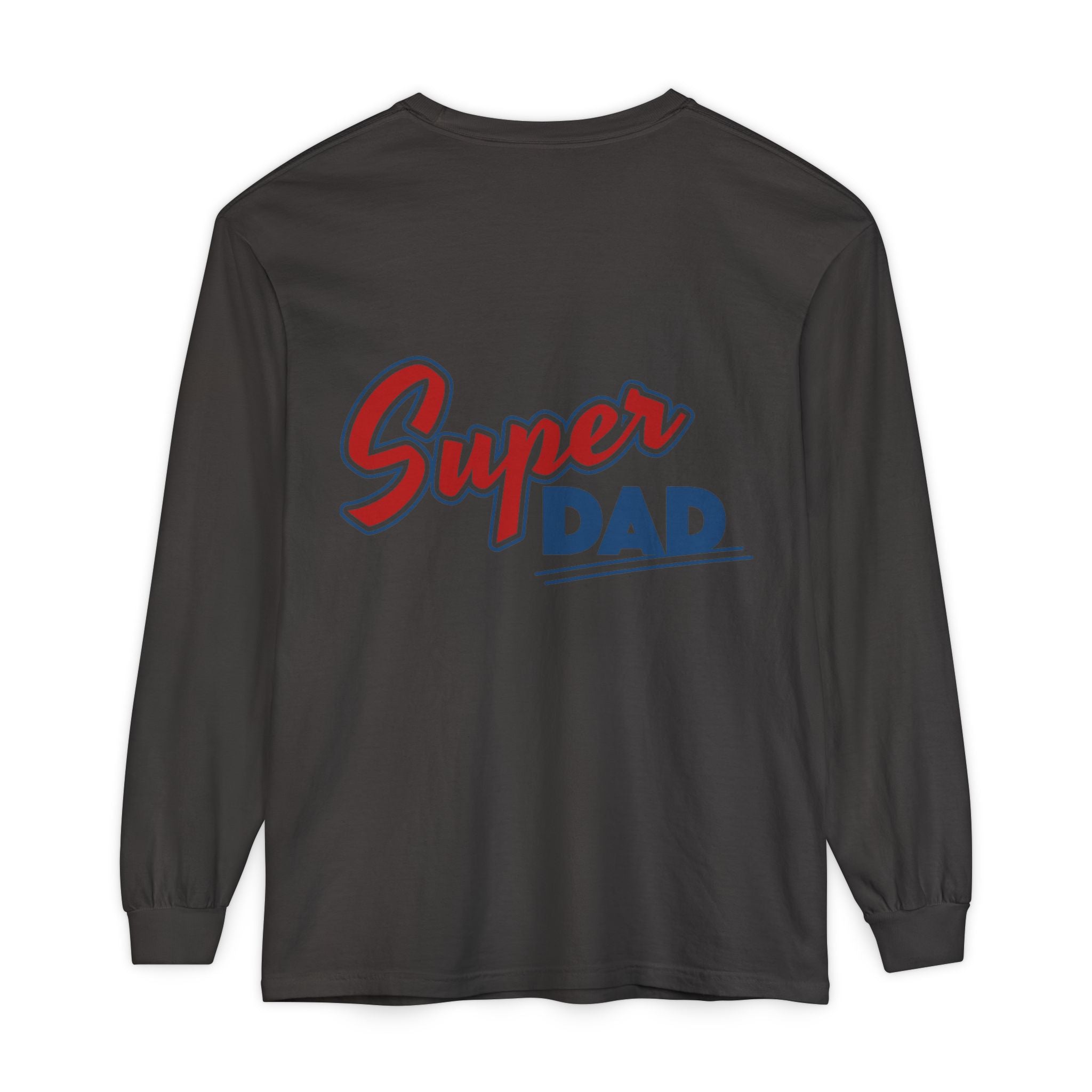 #1 Dad Foam Finger Long Sleeve Shirt — "Super Dad" Back Graphic