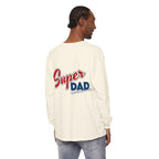 #1 Dad Foam Finger Long Sleeve Shirt — "Super Dad" Back Graphic