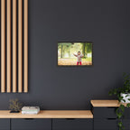 Framed Matte Canvas Photo Print — Autumn Child Playing in Leaves