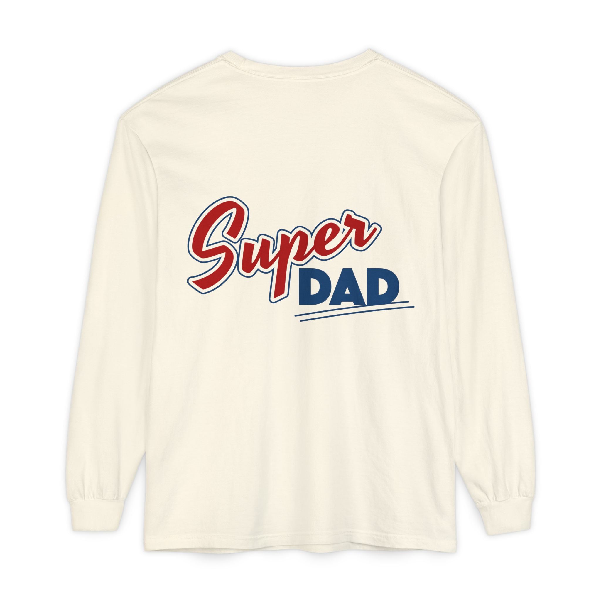 #1 Dad Foam Finger Long Sleeve Shirt — "Super Dad" Back Graphic