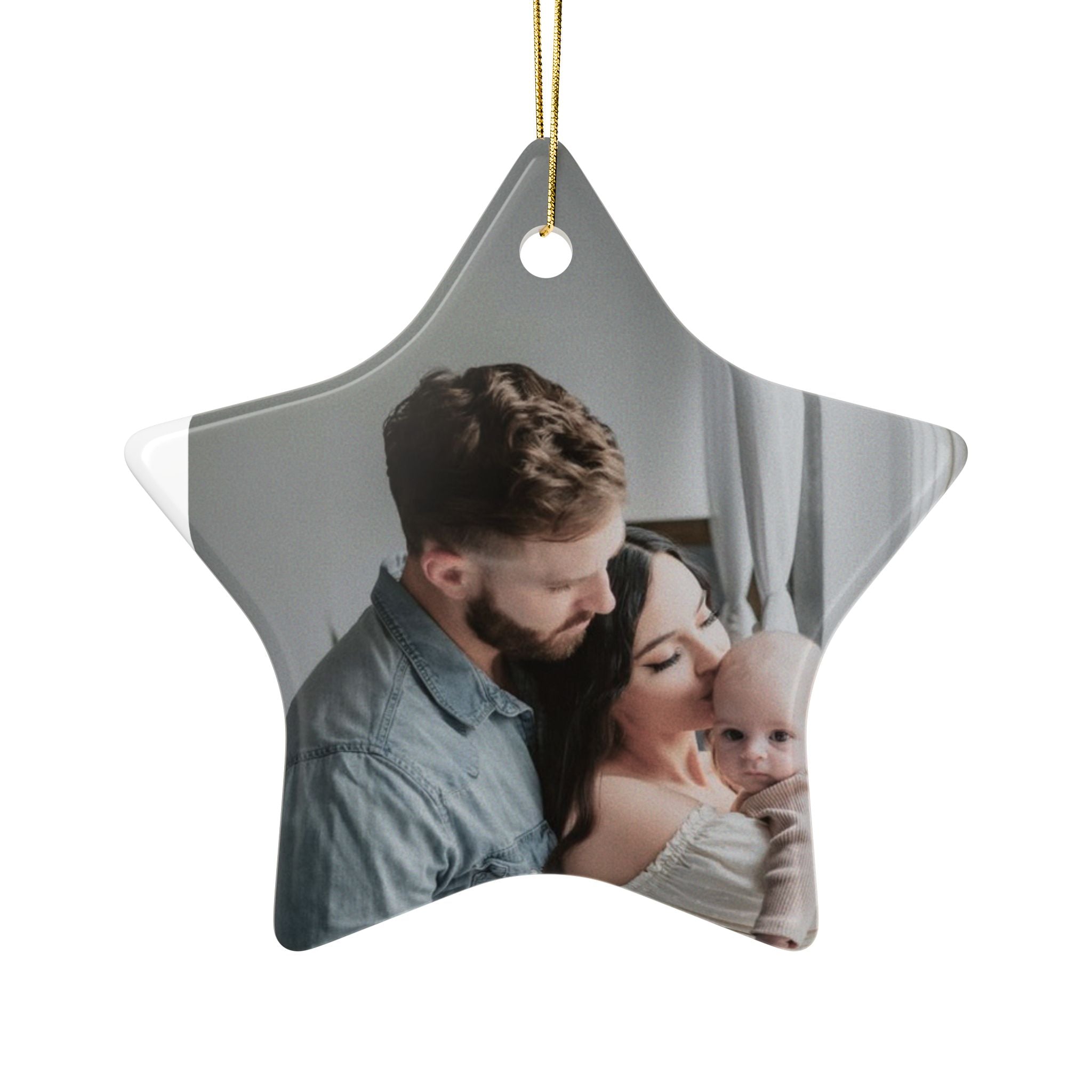 Personalized Family Photo Ceramic Ornament — Custom Holiday Keepsake