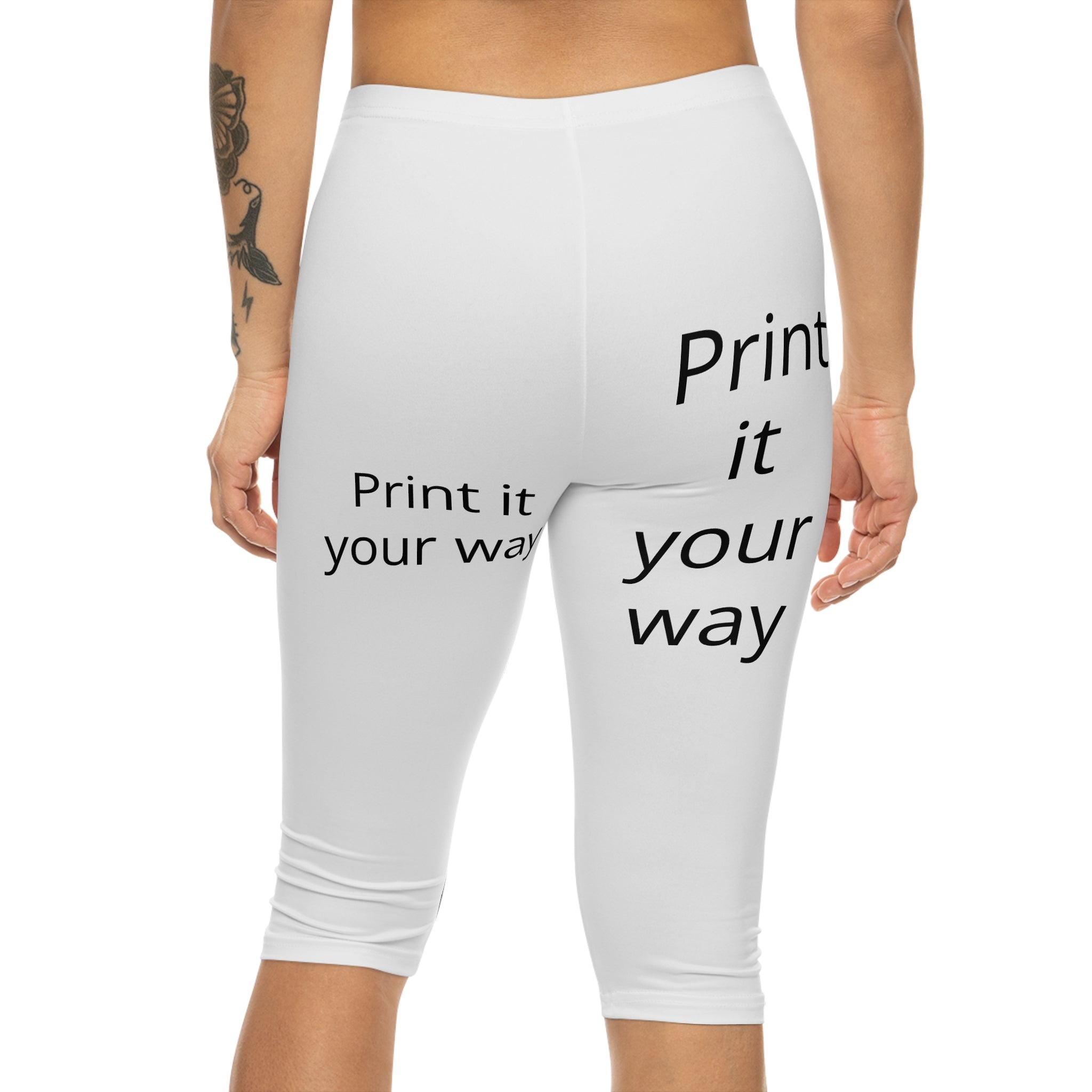 Capri Leggings — Custom “Print It Your Way” White Capri Leggings