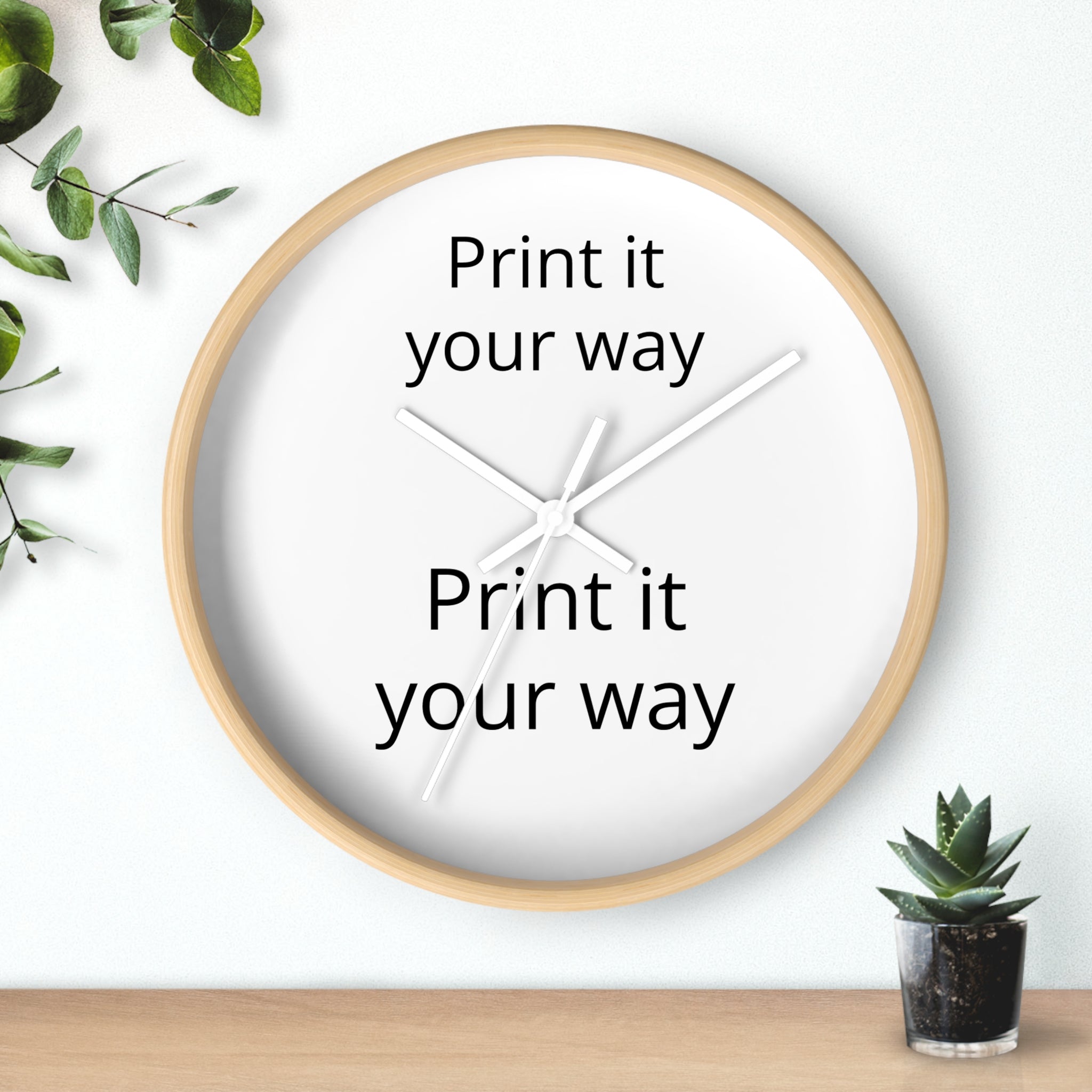 Minimalist "Print It Your Way" Wall Clock — Modern Monochrome Home Decor