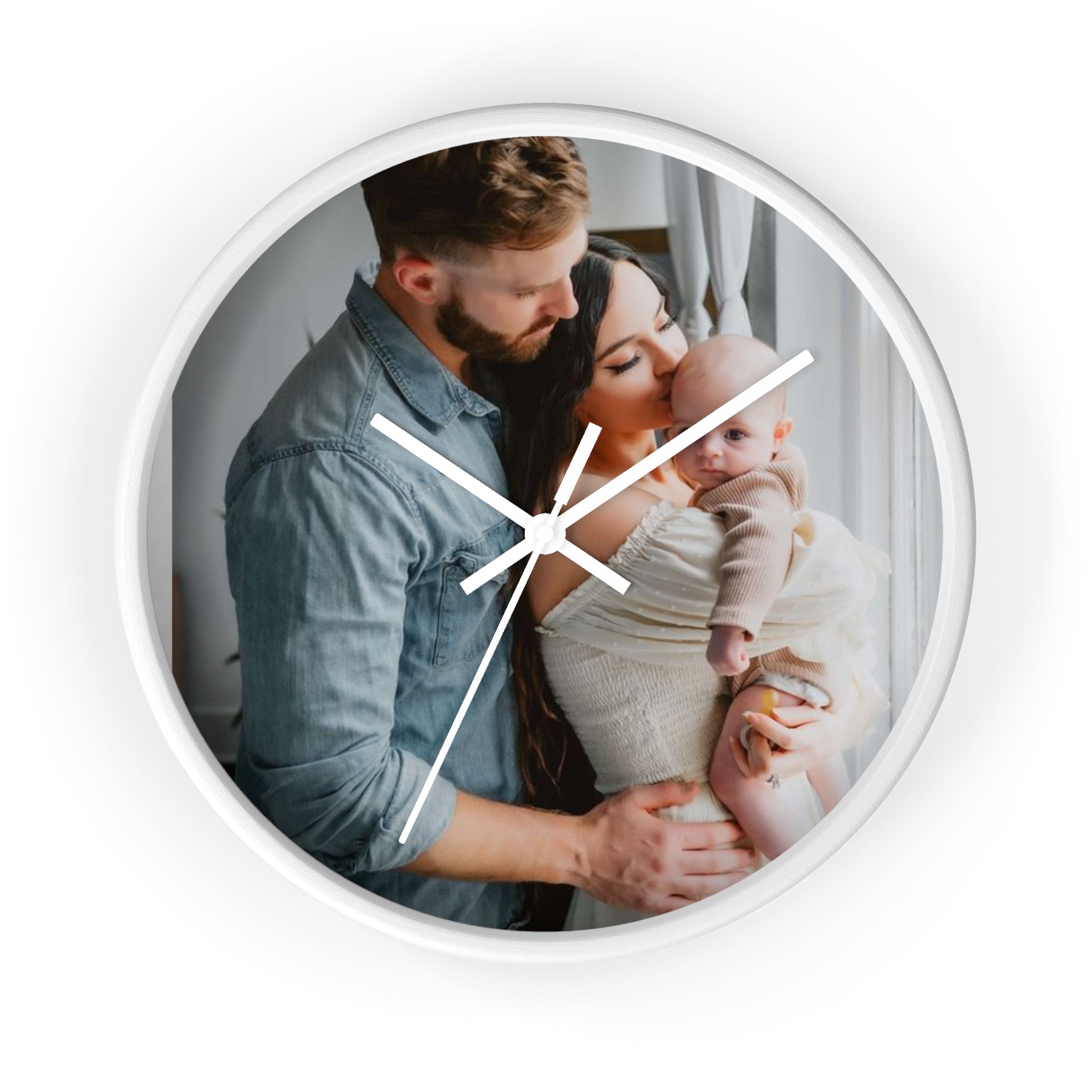 Personalized Family Photo Wall Clock — Custom Newborn & Parents Keepsake
