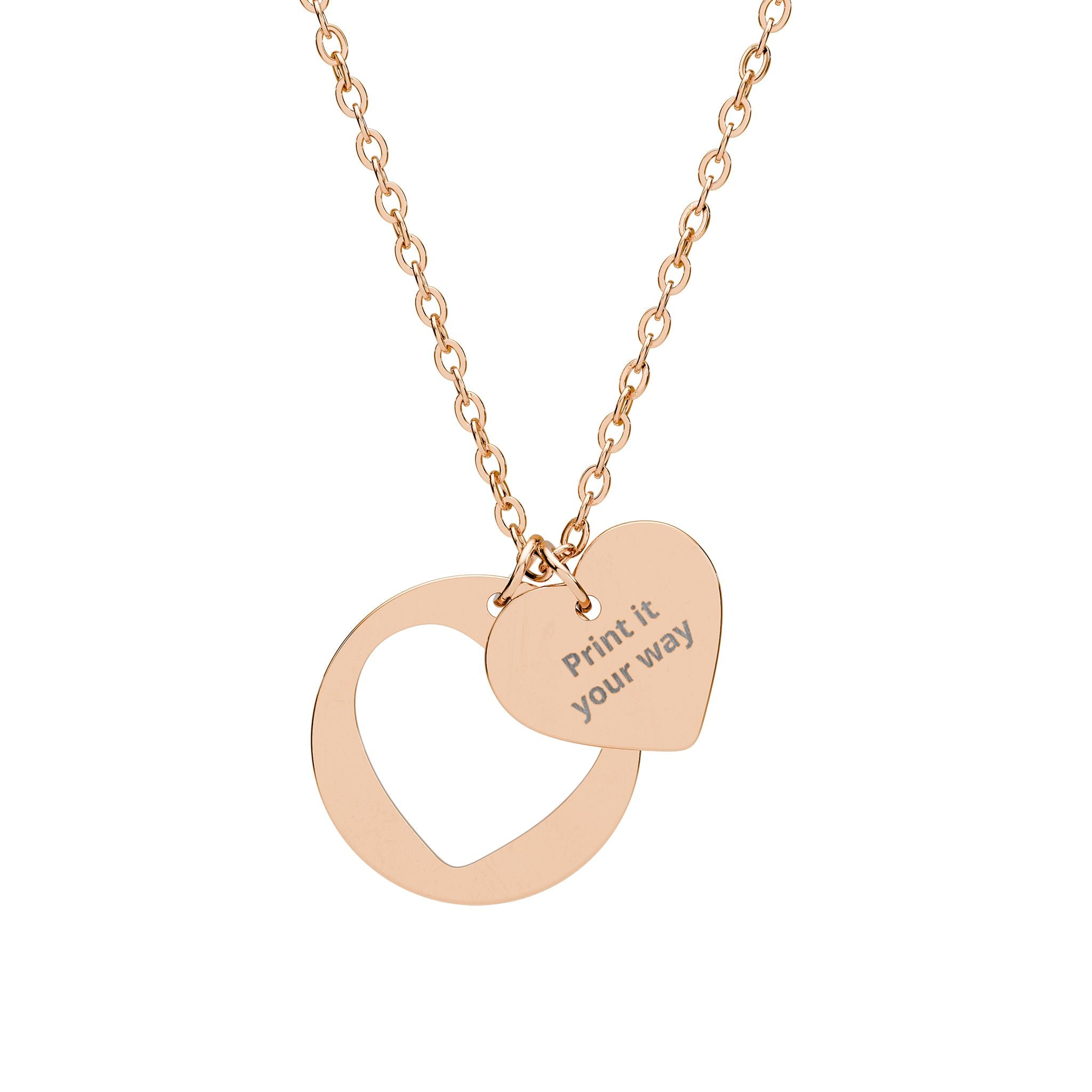 Engravable Heart Cutout Necklace — Personalized Silver Heart Pendant