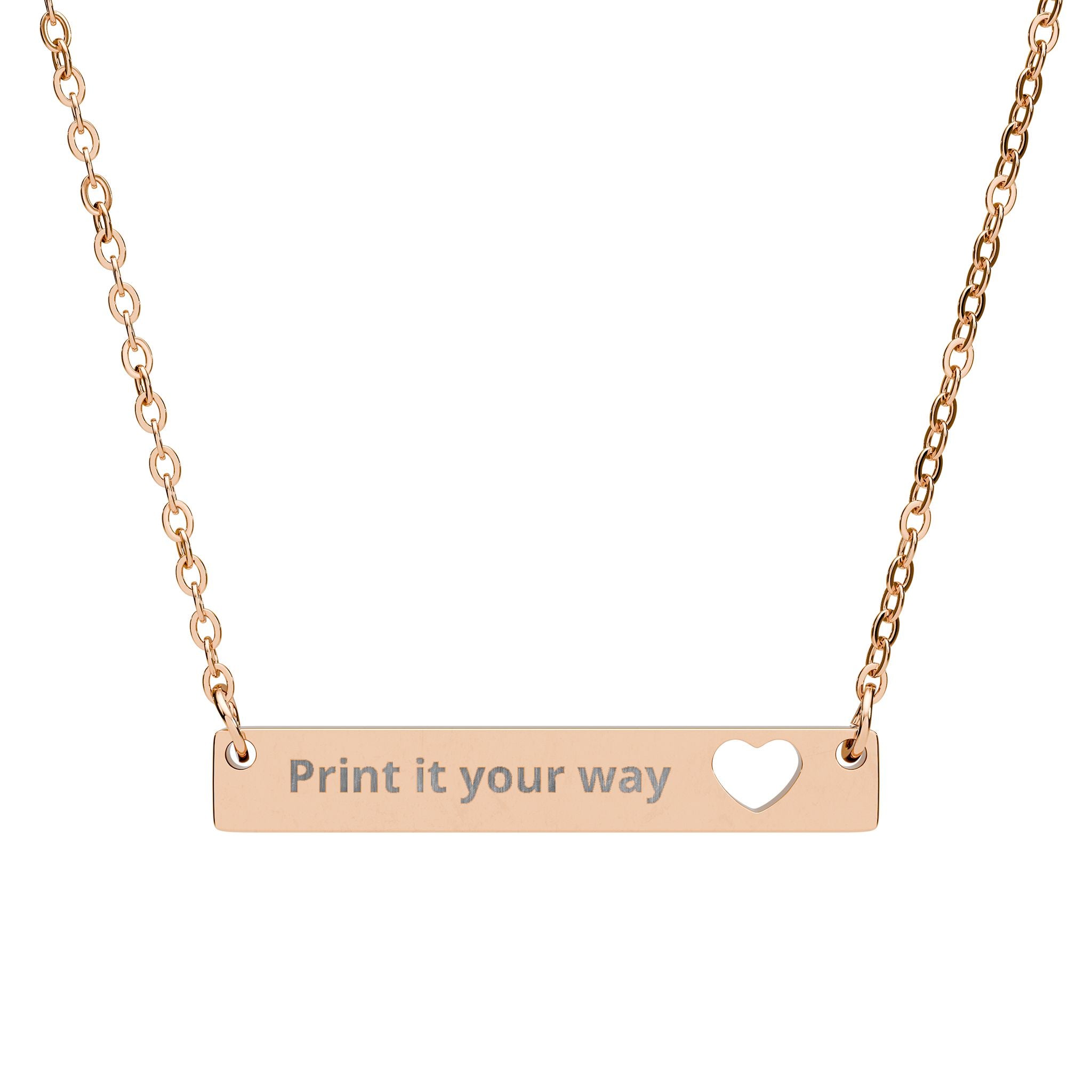 Engravable Cutout Heart Bar Necklace – Personalized Name & Message Pendant