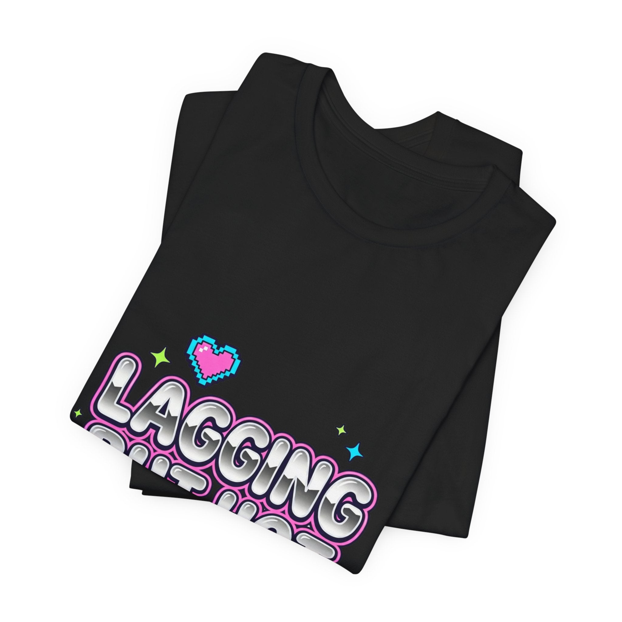 Lagging But Hot Tee | Y2K slogan, glitter type, hot pink cyber aesthetic