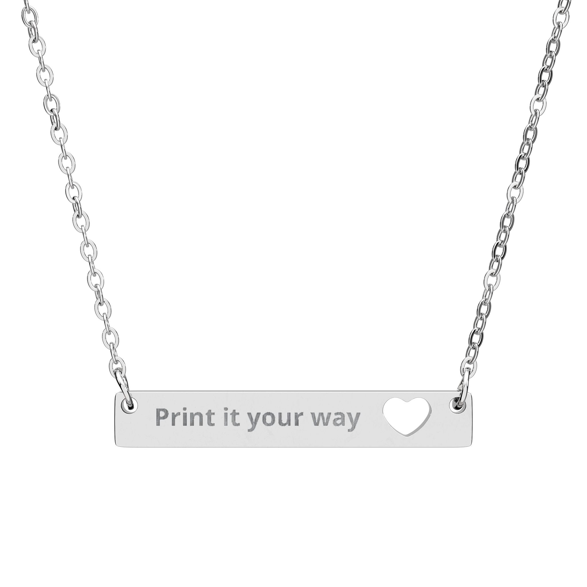 Engravable Cutout Heart Bar Necklace – Personalized Name & Message Pendant