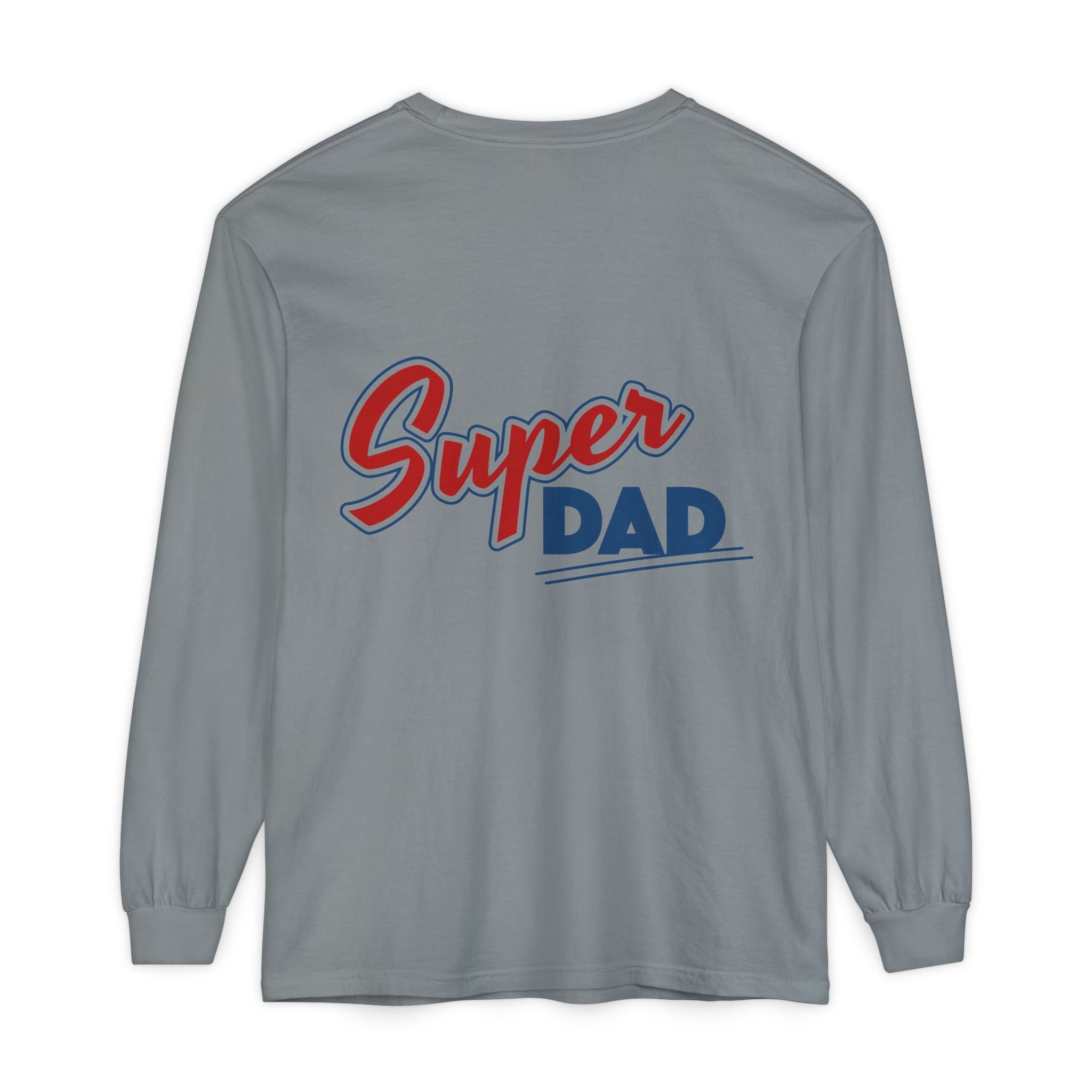 #1 Dad Foam Finger Long Sleeve Shirt — "Super Dad" Back Graphic