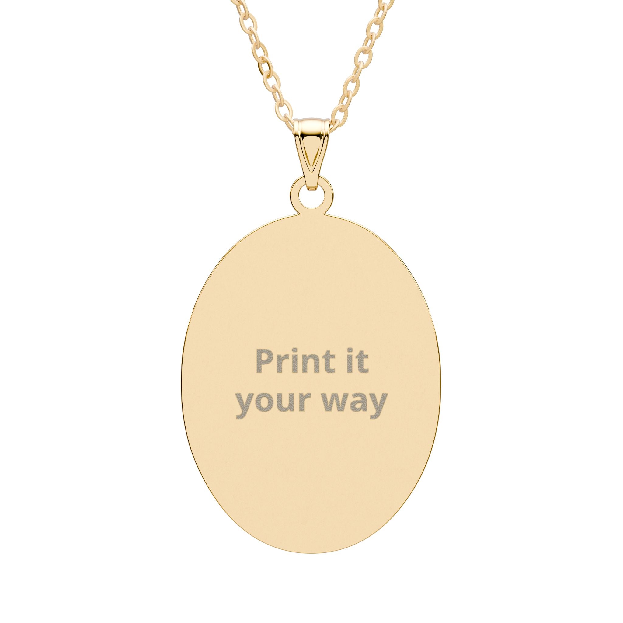 Personalized Oval Pendant Necklace — Custom Engraved Name or Message