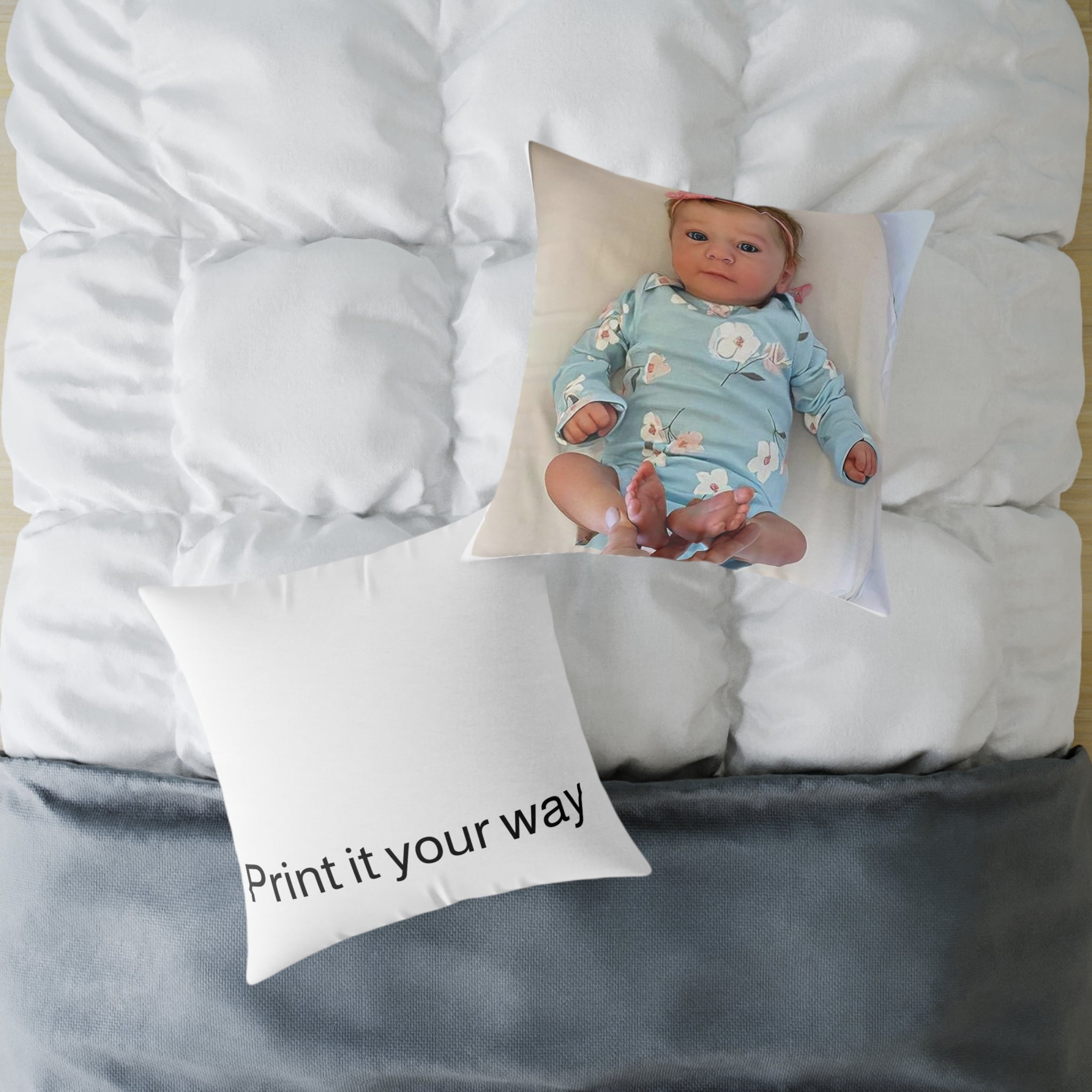 Custom Photo Square Pillow — Personalized Canvas Throw Pillow (Print It Your Way)
