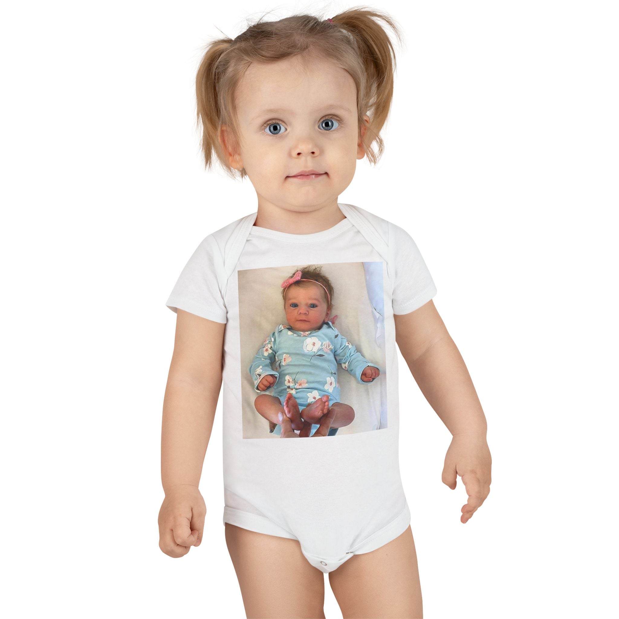 Personalized Baby Onesie® Organic Bodysuit — Custom Photo Print Newborn Gift