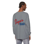 #1 Dad Foam Finger Long Sleeve Shirt — "Super Dad" Back Graphic