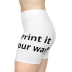Custom Text White Biker Shorts — Personalized 'Print It Your Way' Activewear