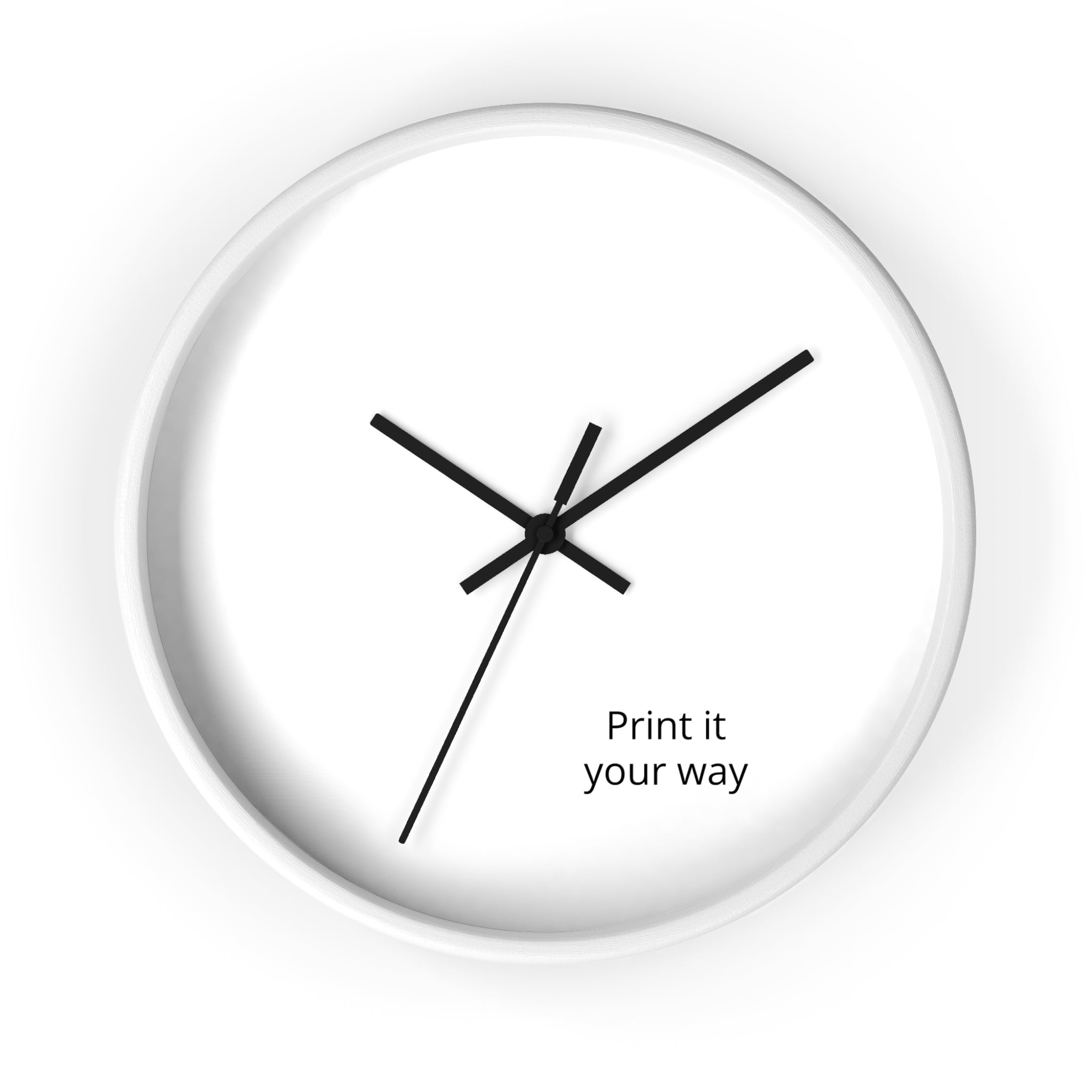 Minimal Custom Wall Clock — 'Print It Your Way' Modern White Face