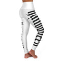 White High-Waisted Leggings with Black Gothic Script Side Print — Yoga & Activewear