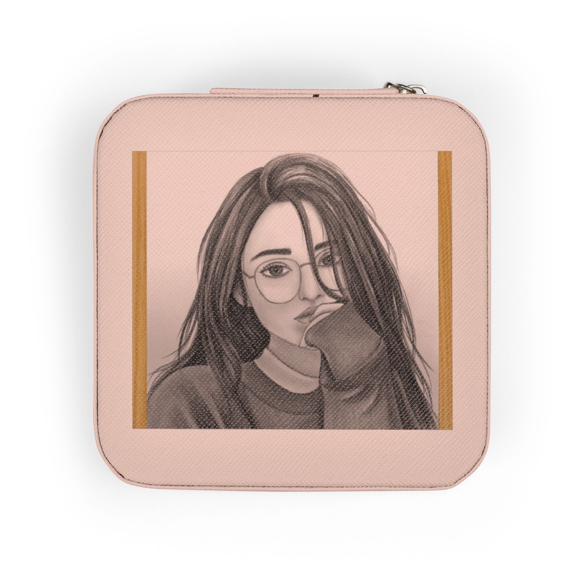 Compact Jewelry Travel Case — Personalized Portrait Pink Travel Jewelry Organizer
