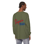 #1 Dad Foam Finger Long Sleeve Shirt — "Super Dad" Back Graphic