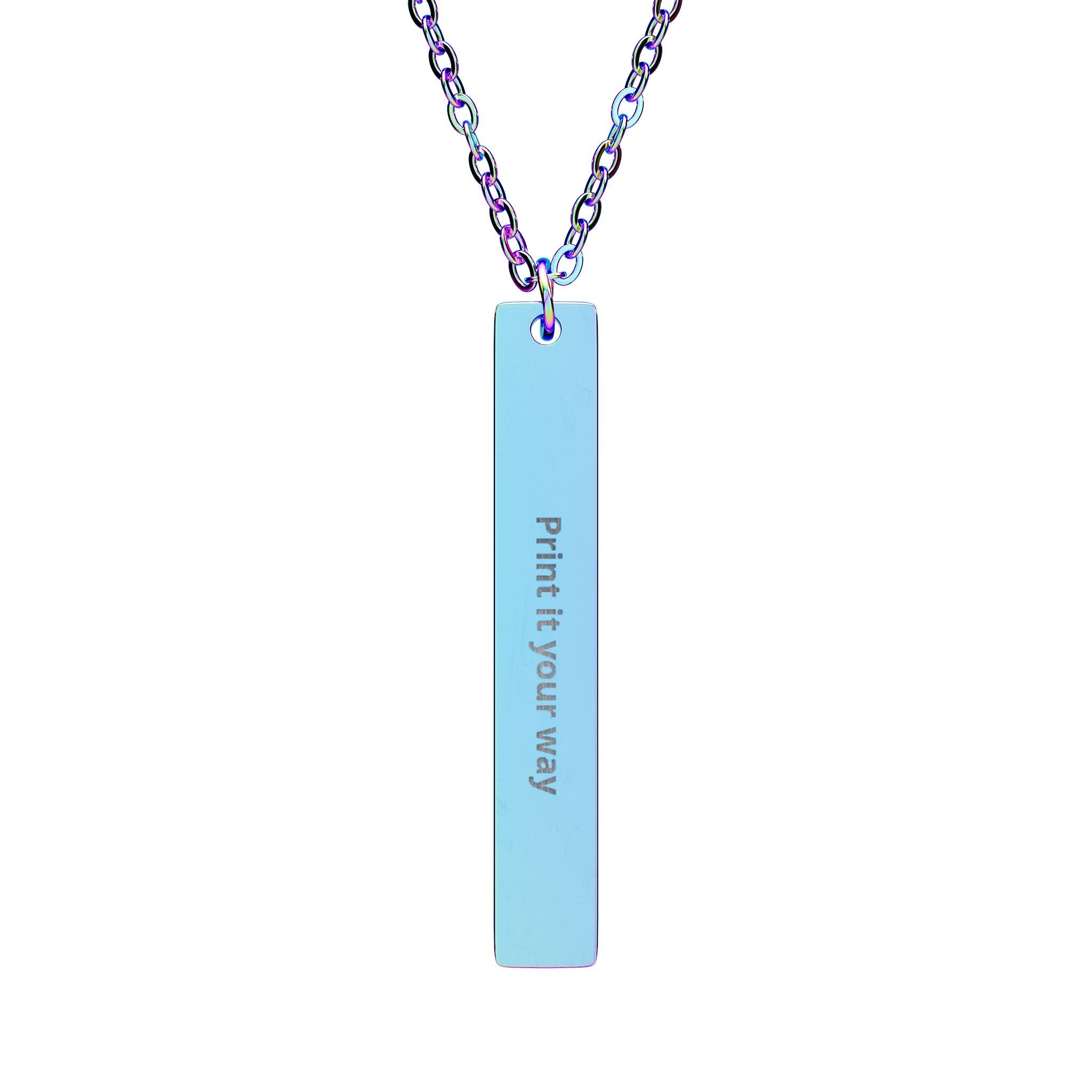 Engravable Vertical Bar Necklace — Personalized Name or Message Pendant