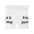 Custom Text White Biker Shorts — Personalized 'Print It Your Way' Activewear