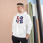 Patriotic LOVE Hoodie — USA Flag Letters & "You Won My Heart" Tic‑Tac‑Toe Back