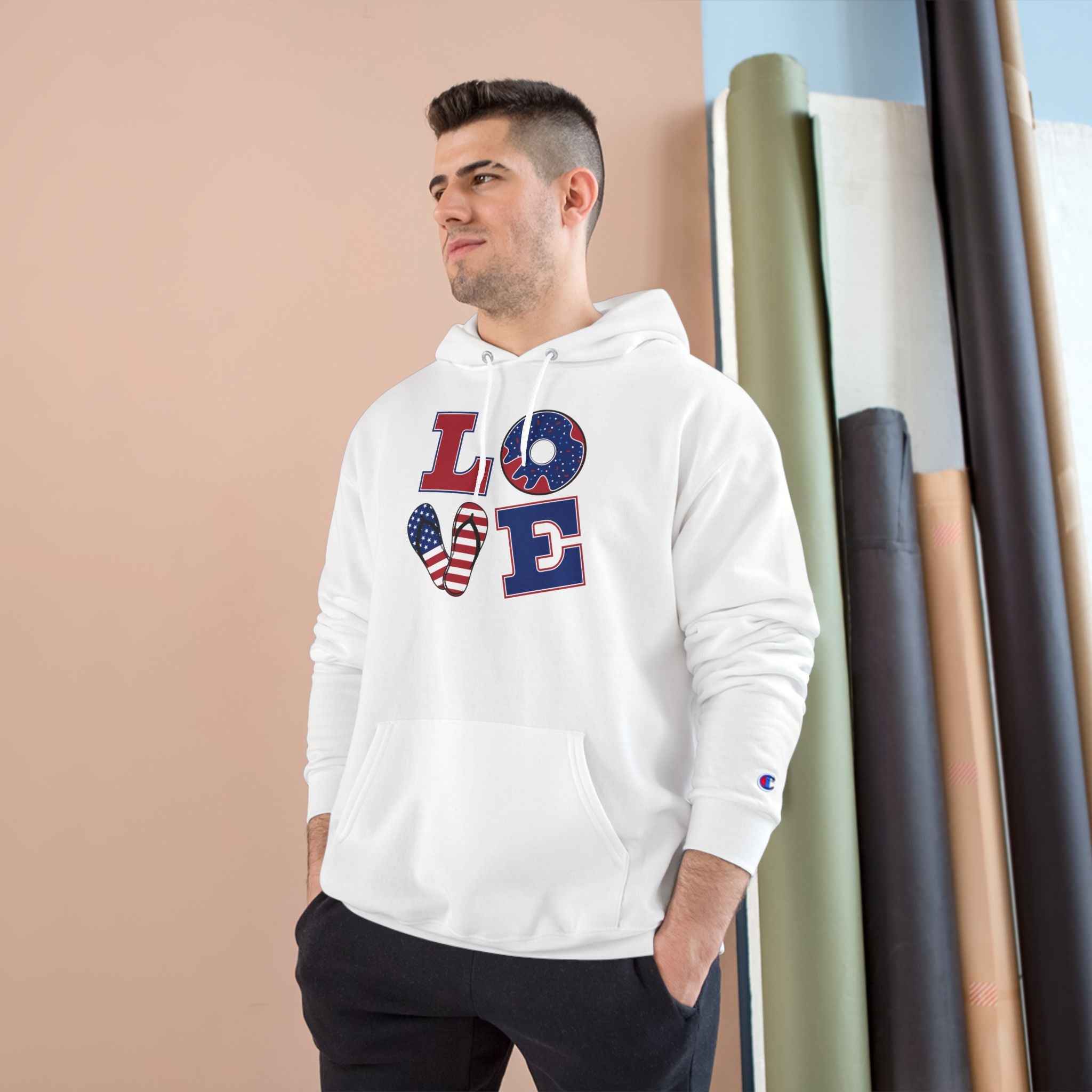 Patriotic LOVE Hoodie — USA Flag Letters & "You Won My Heart" Tic‑Tac‑Toe Back