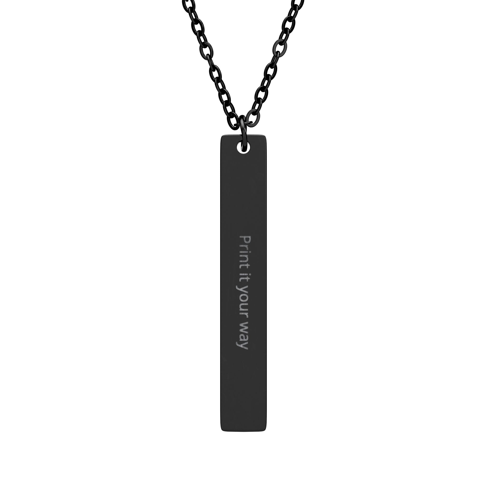Engravable Vertical Bar Necklace — Personalized Name or Message Pendant