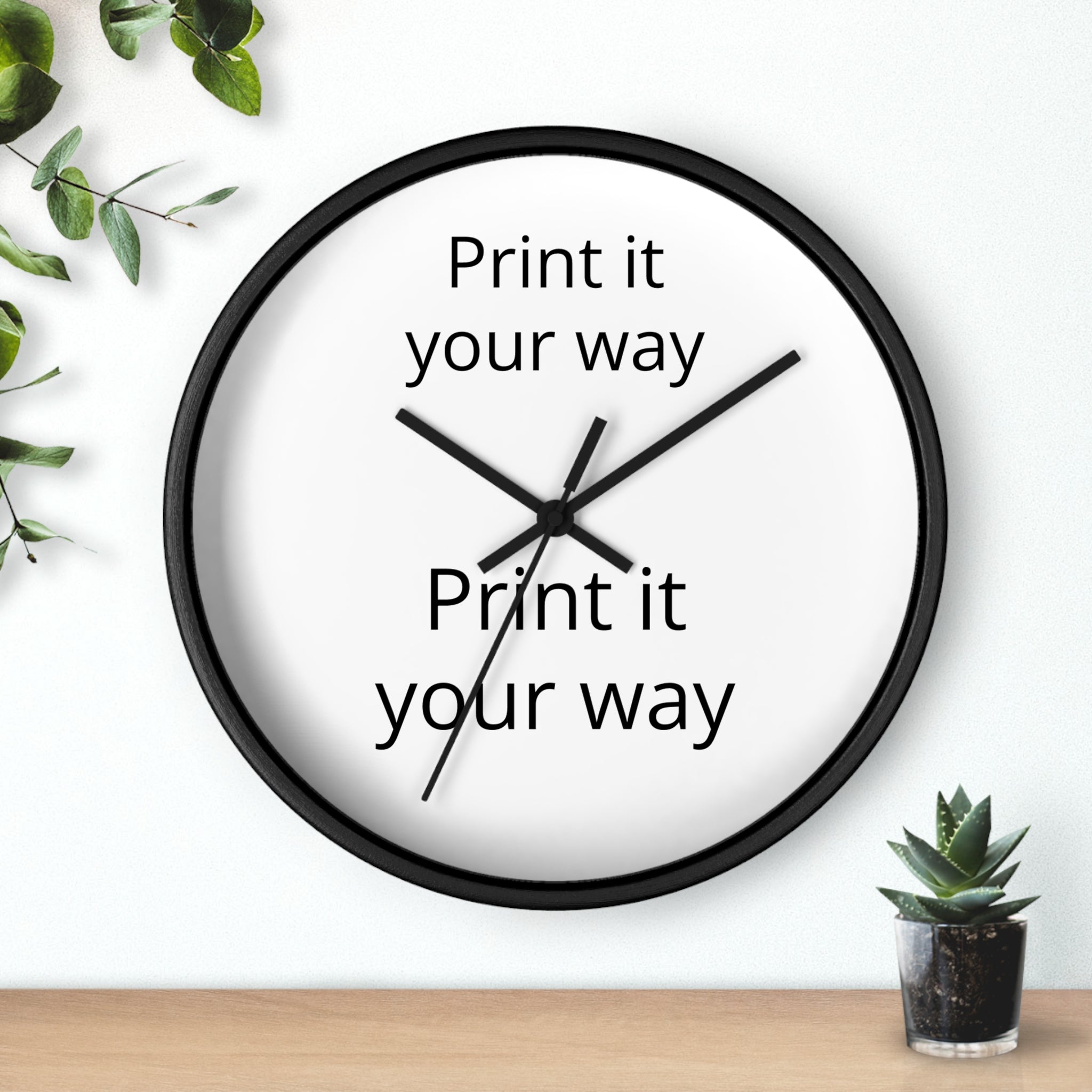 Minimalist "Print It Your Way" Wall Clock — Modern Monochrome Home Decor