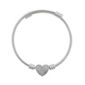 Engravable Heart Cuff Bracelet — Personalized Silver Heart Bangle Gift for Her