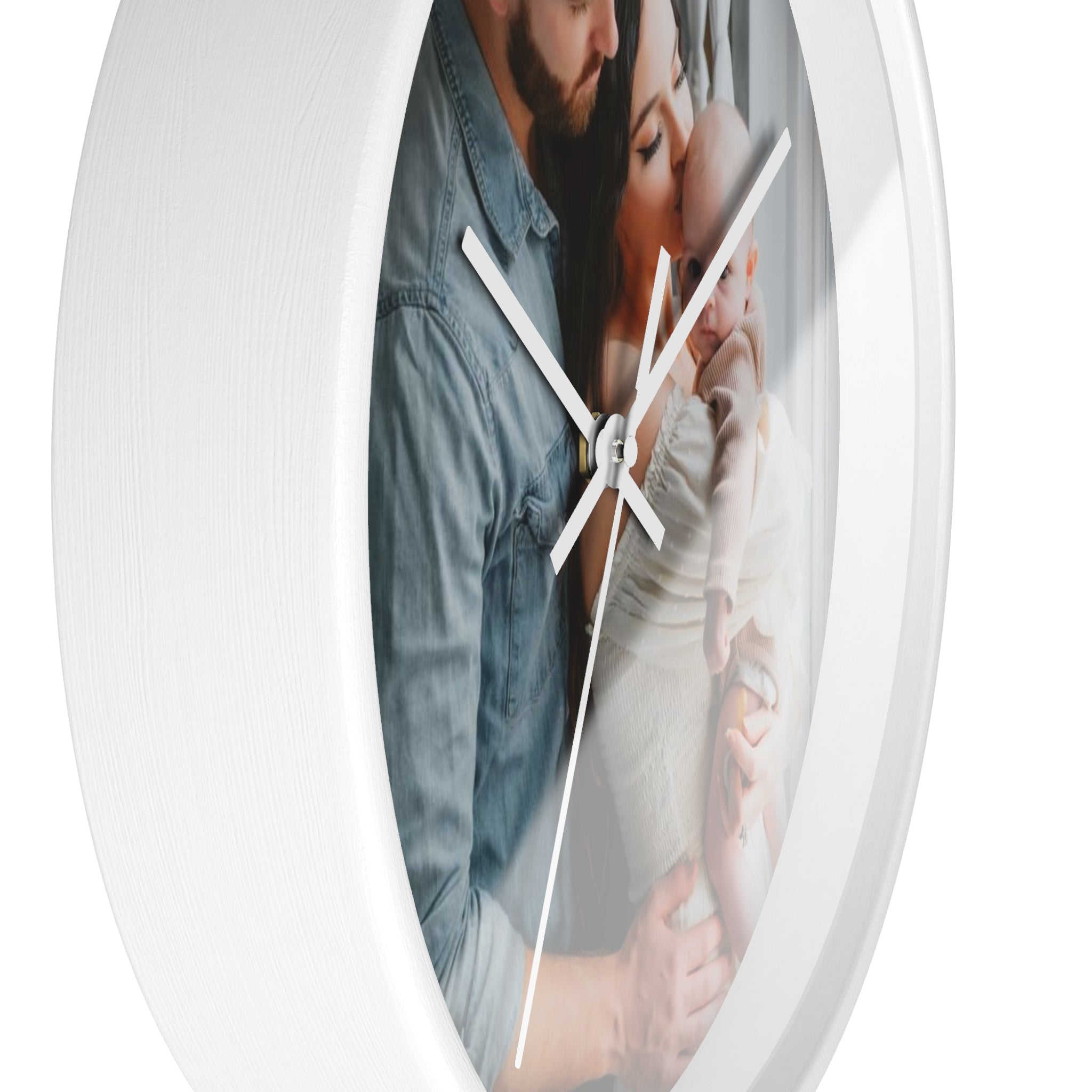 Personalized Family Photo Wall Clock — Custom Newborn & Parents Keepsake