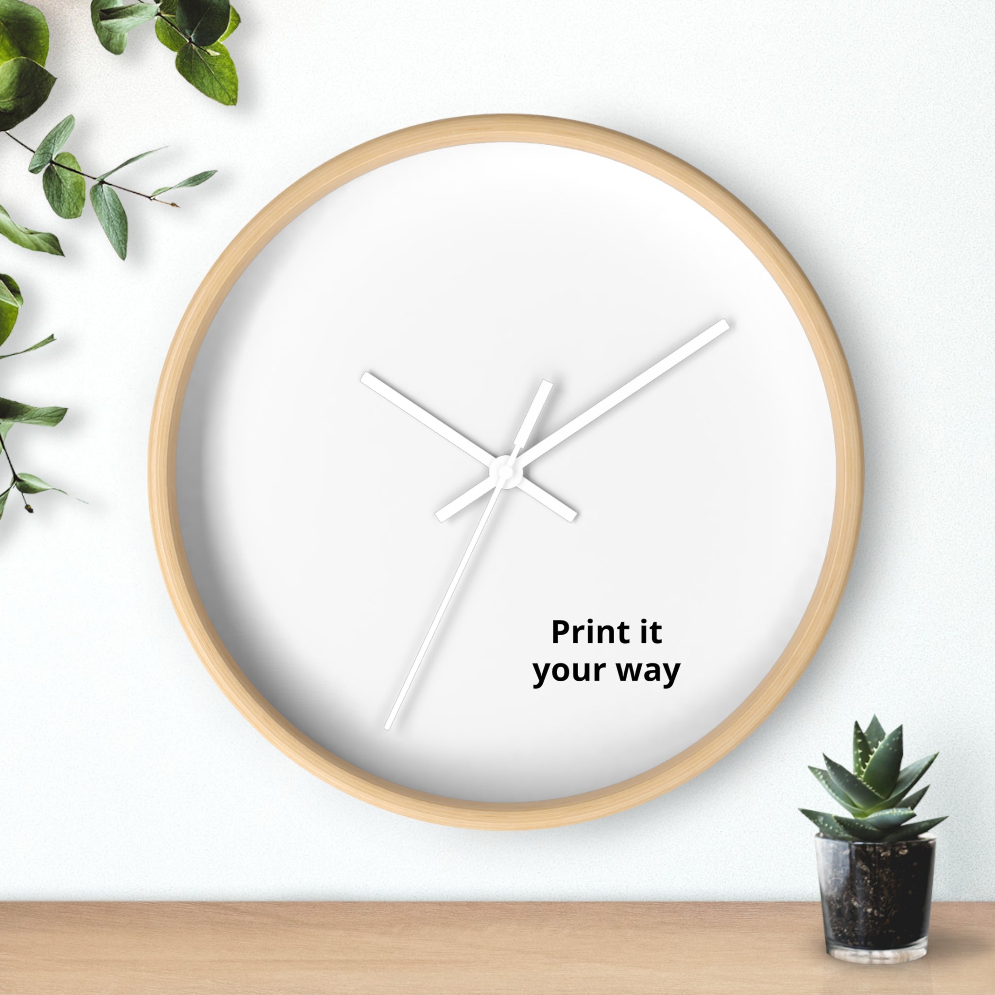 Minimal Custom Wall Clock — 'Print It Your Way' Modern White Face