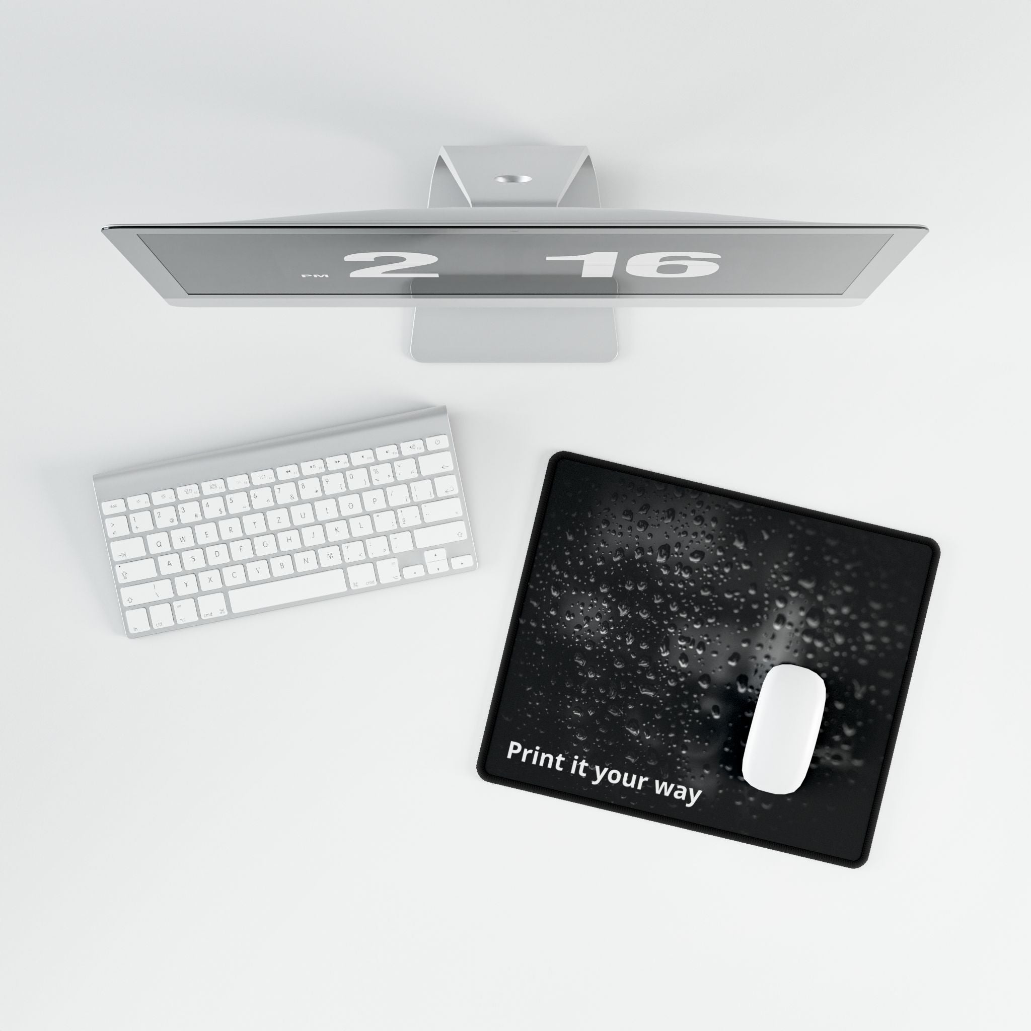 Water Droplets Black Desk Mat — "Print it your way" Custom Gaming Desk Pad