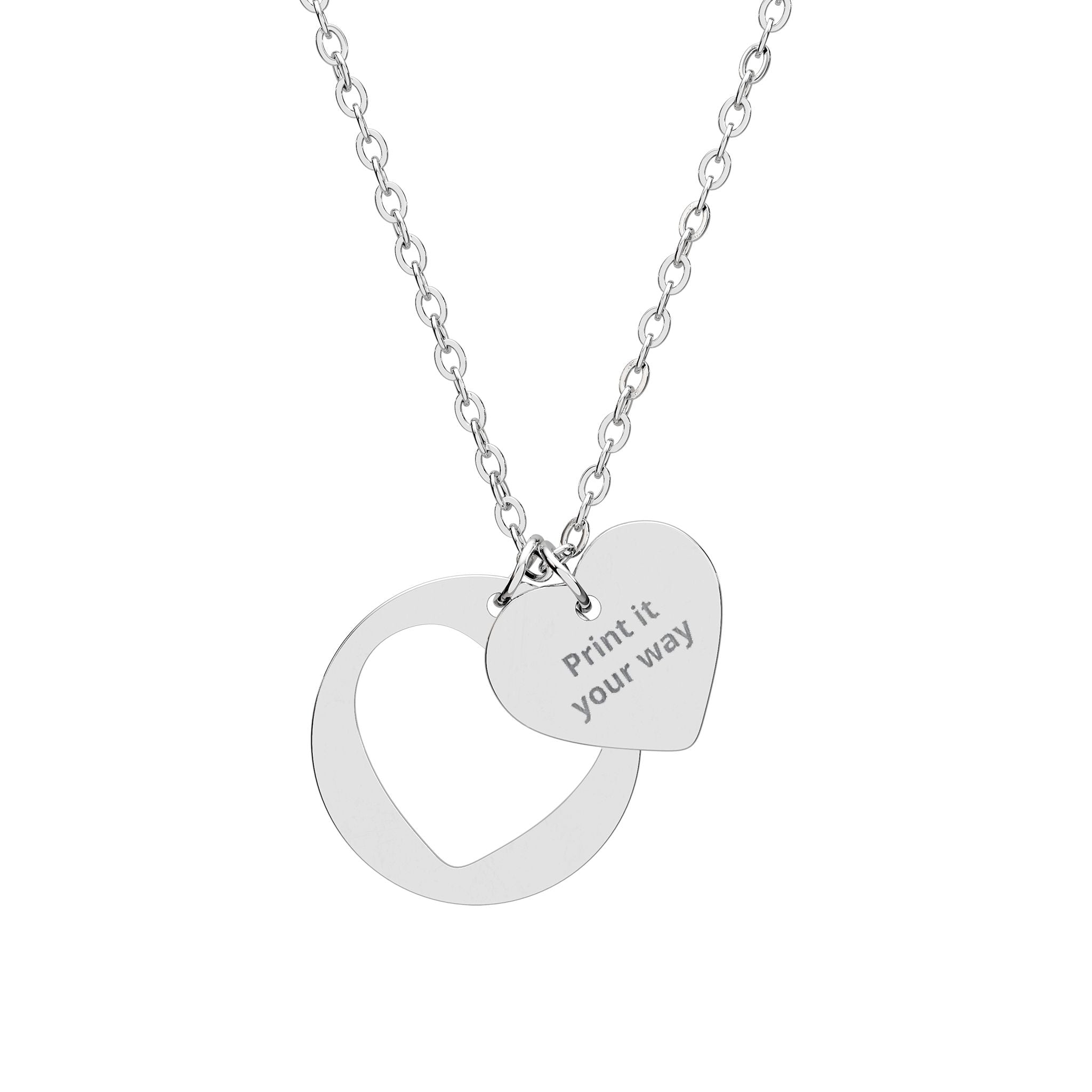 Engravable Heart Cutout Necklace — Personalized Silver Heart Pendant