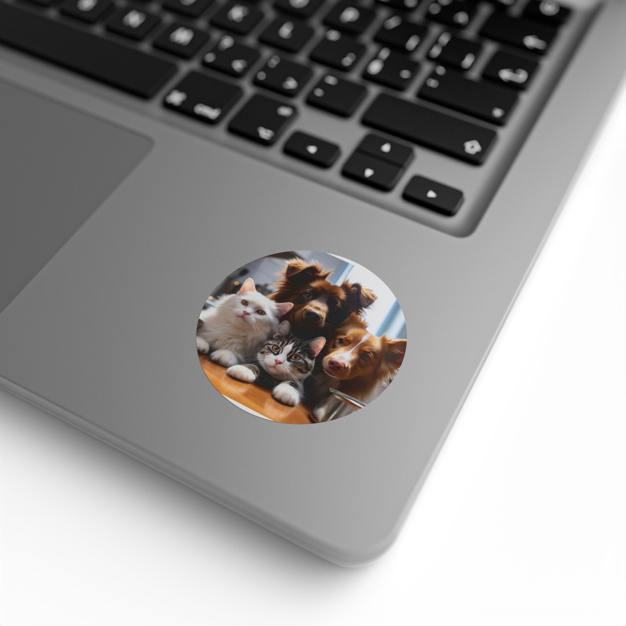 Round Pet Photo Sticker Roll — Custom Cute Cats & Dogs Label Stickers (Round)