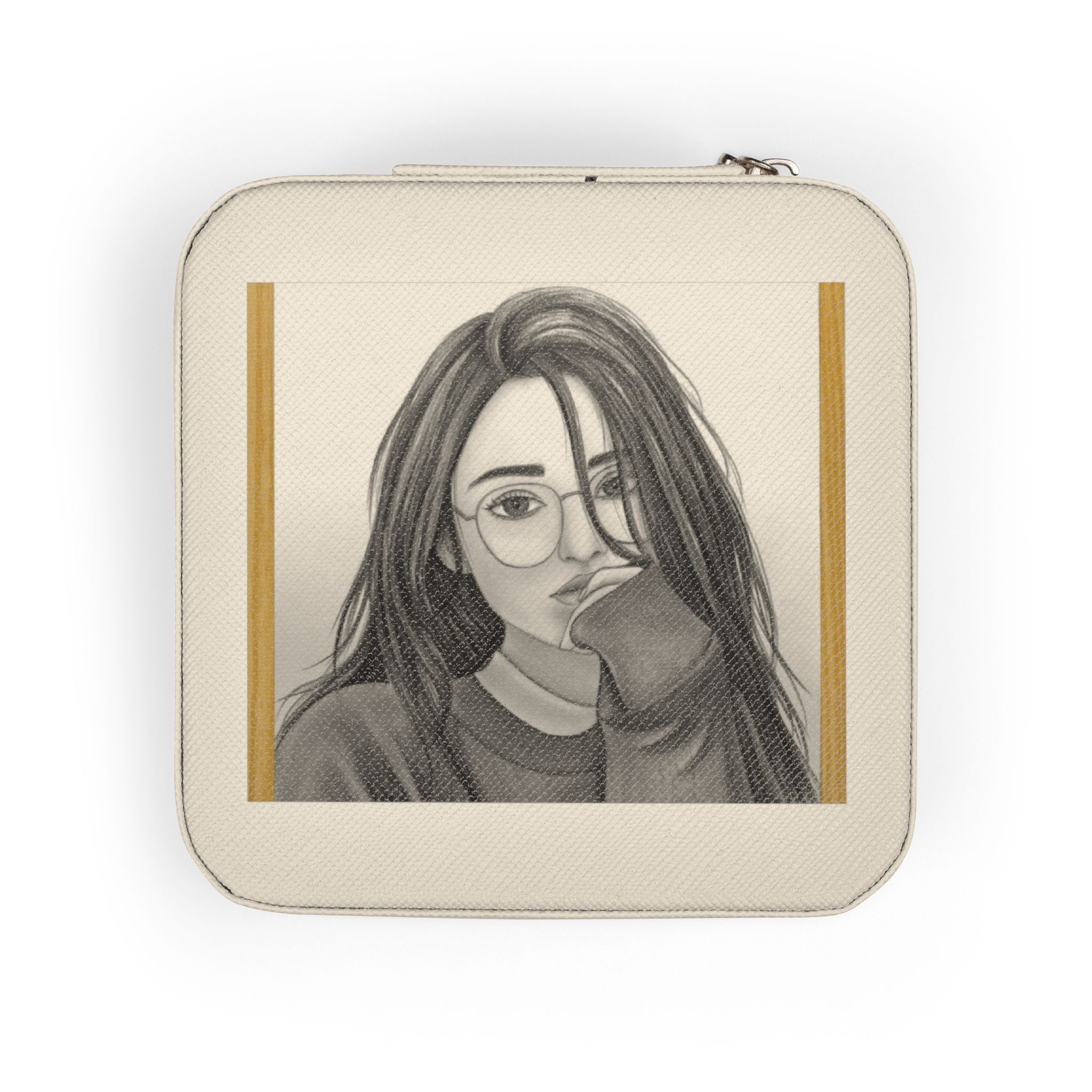 Compact Jewelry Travel Case — Personalized Portrait Pink Travel Jewelry Organizer