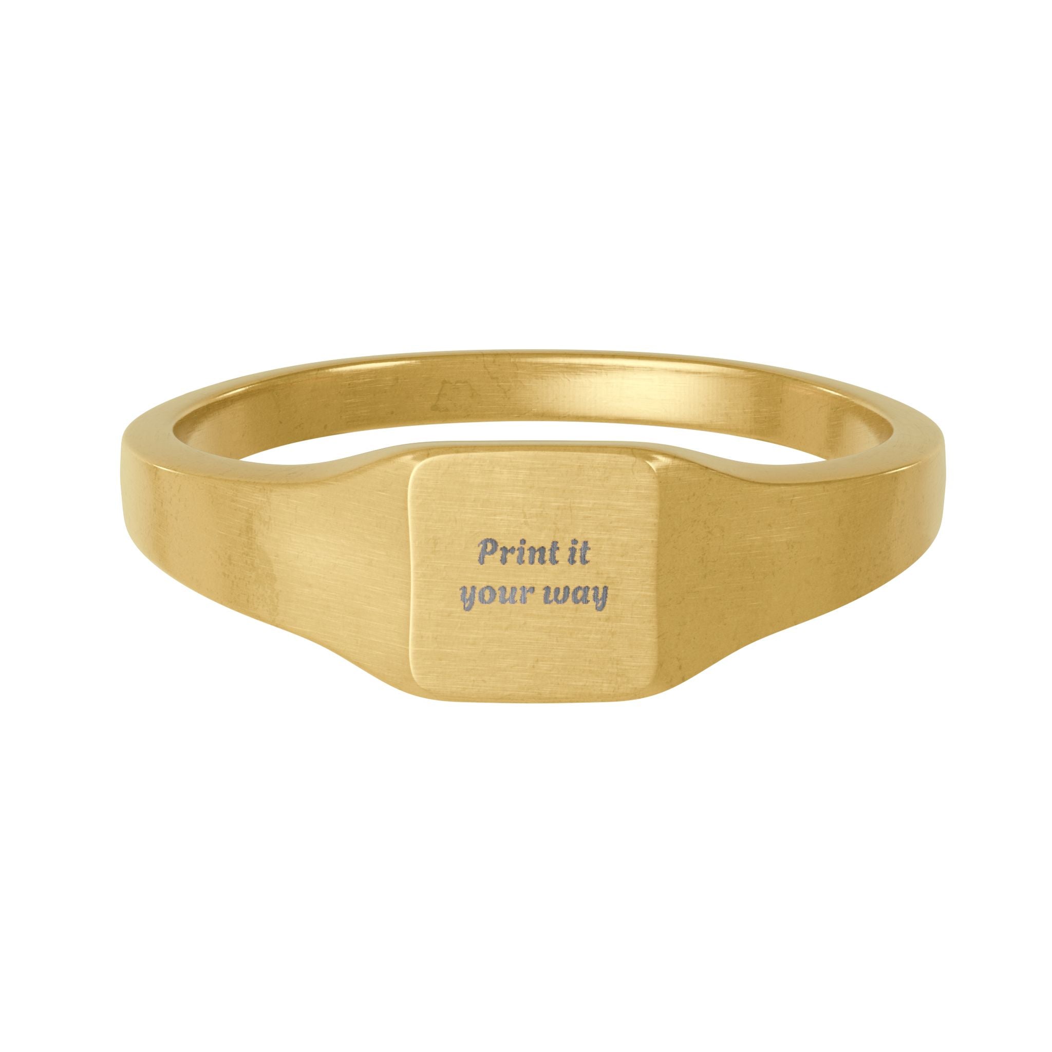 Engravable Square Signet Ring — Personalized Stainless Steel Gold