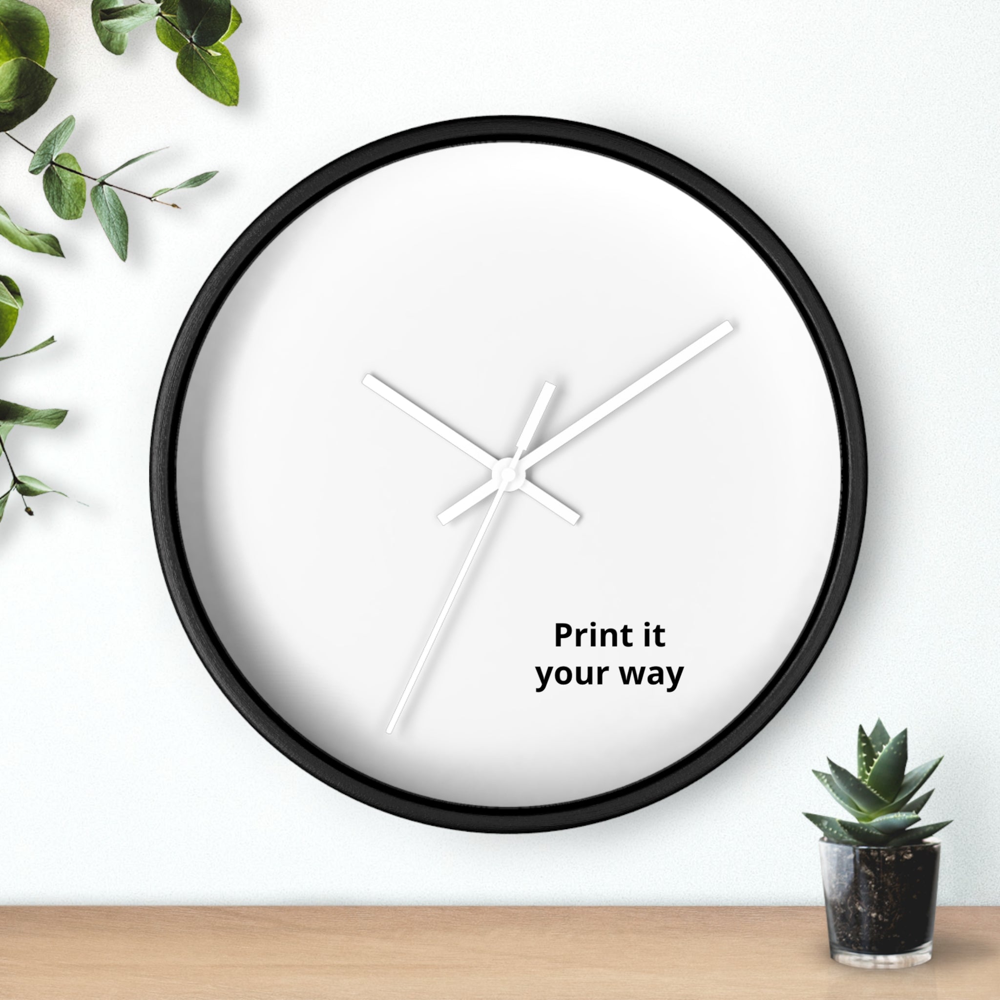 Minimal Custom Wall Clock — 'Print It Your Way' Modern White Face
