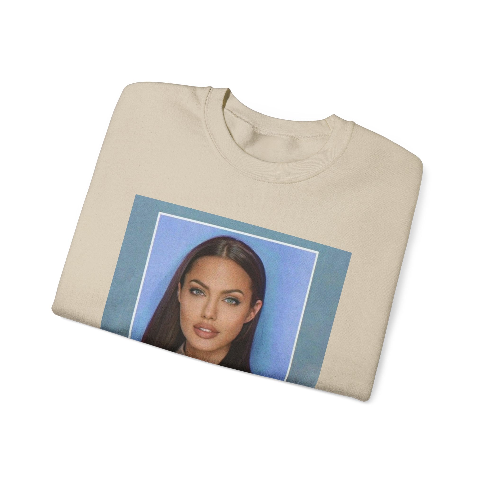 Graphic Crewneck Sweatshirt — Portrait Photo Print with Quote