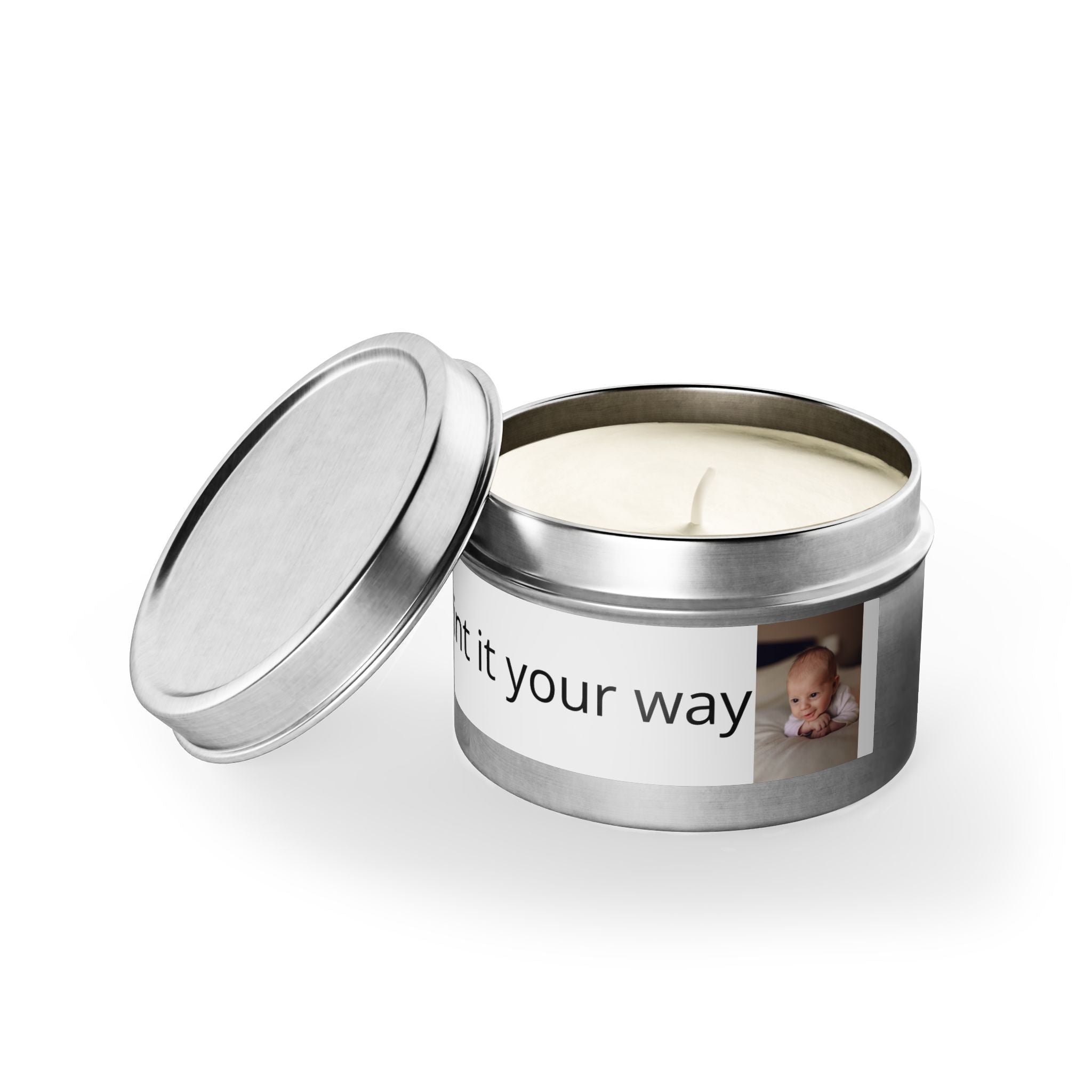 Personalized Tin Candle — Custom Photo & Text Scented Candle Gift