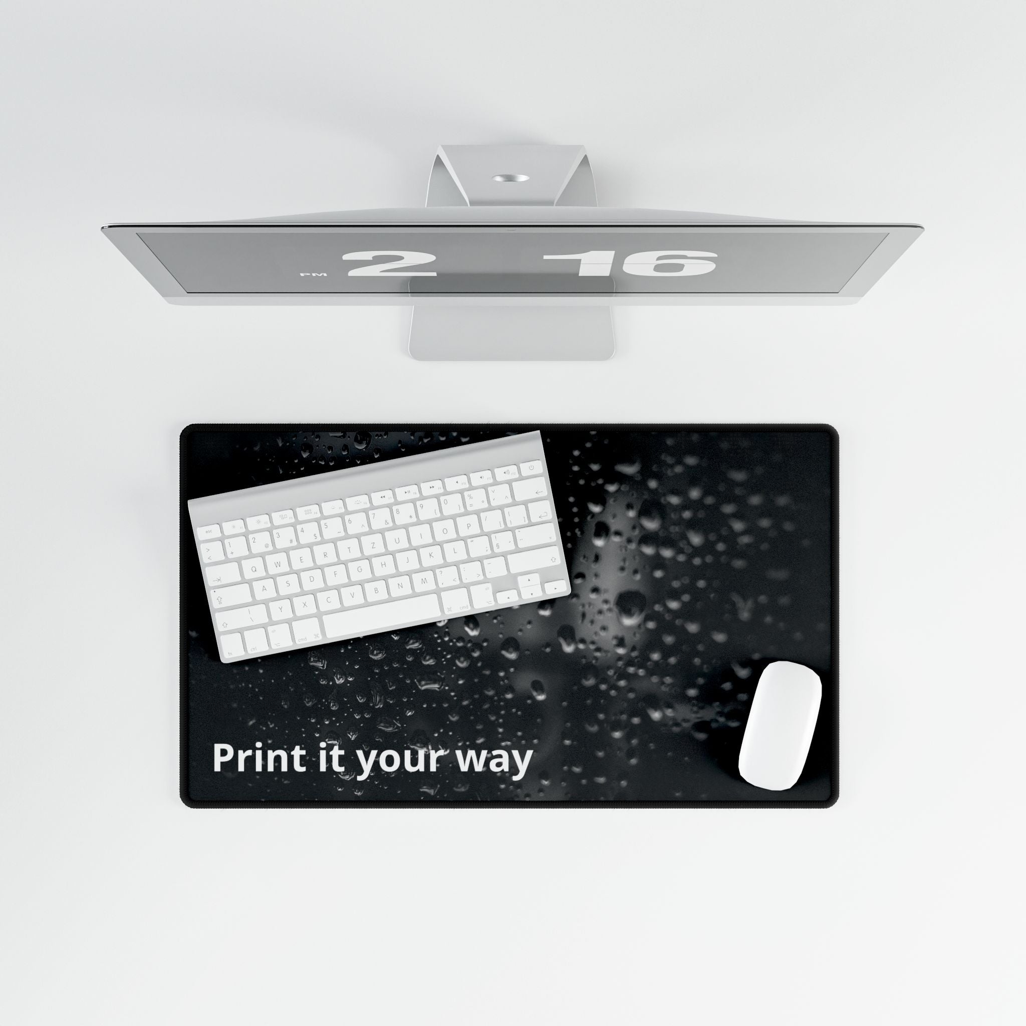 Water Droplets Black Desk Mat — "Print it your way" Custom Gaming Desk Pad