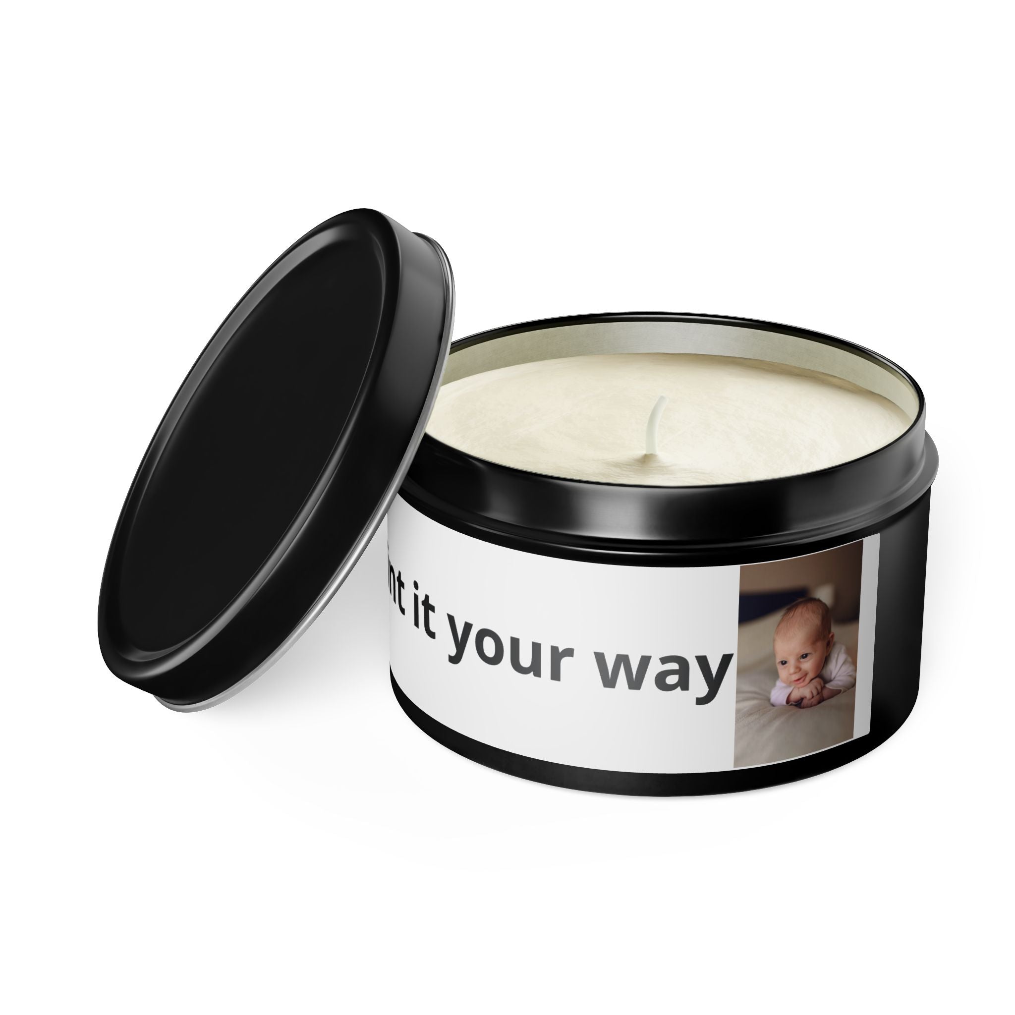 Personalized Tin Candle — Custom Photo & Text Scented Candle Gift
